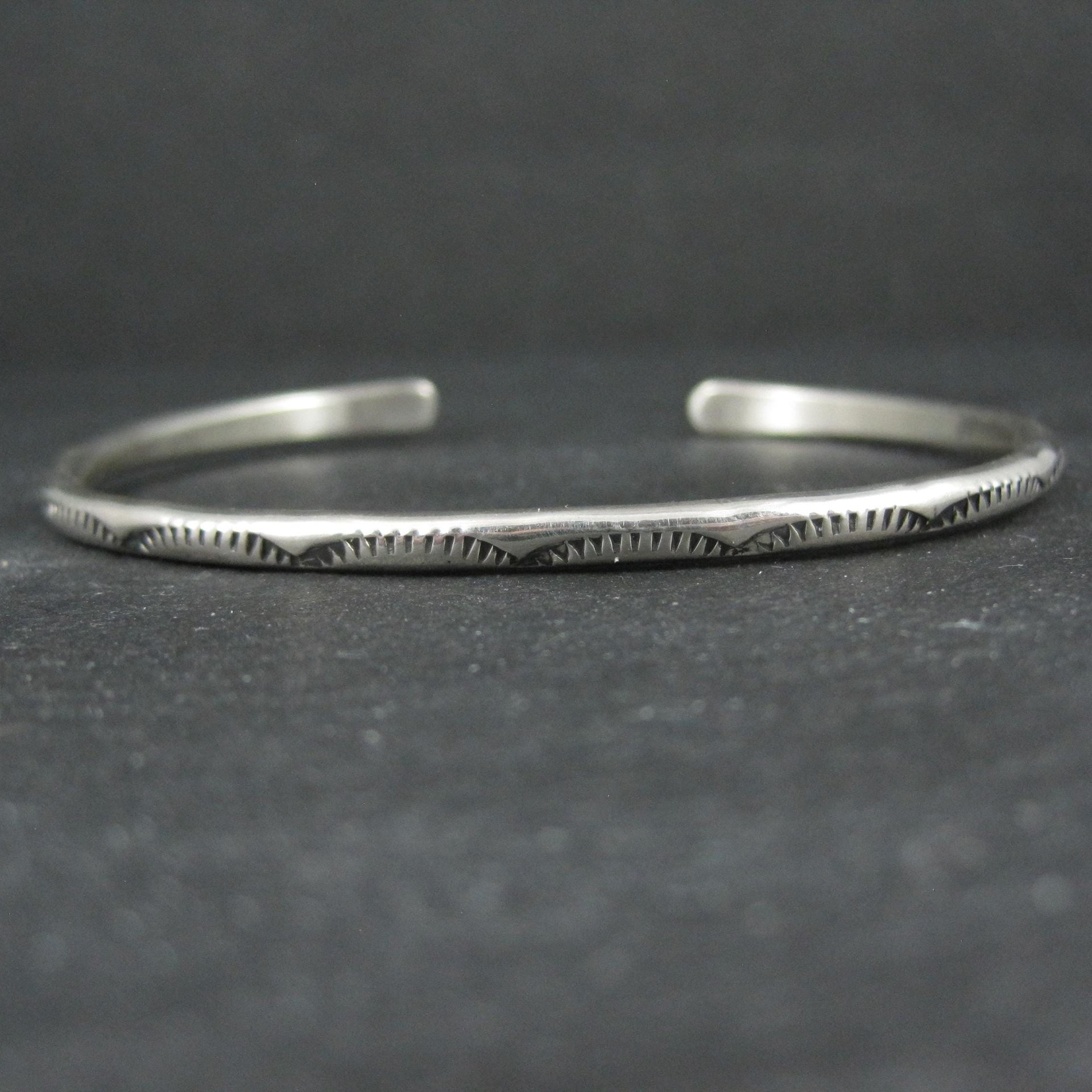 Simple Navajo Sterling Stamped Cuff Bracelet 6.75 Inches
