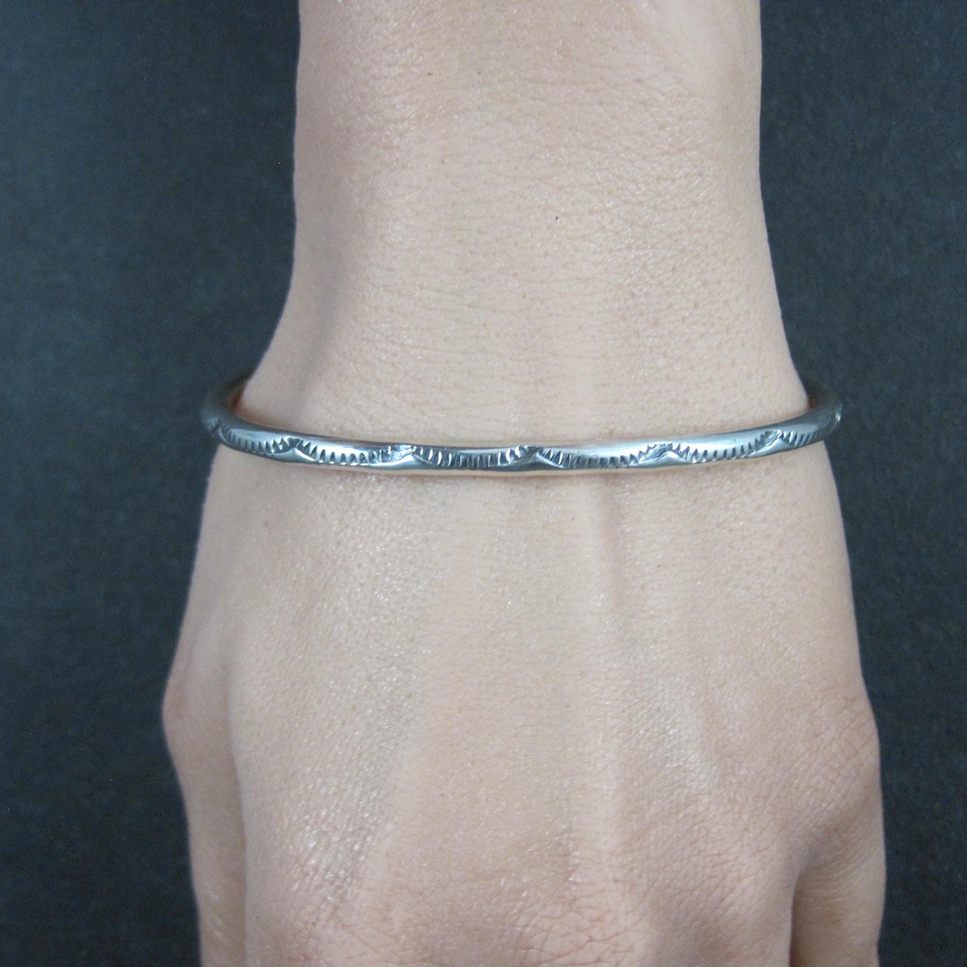 Simple Navajo Sterling Stamped Cuff Bracelet 6.75 Inches