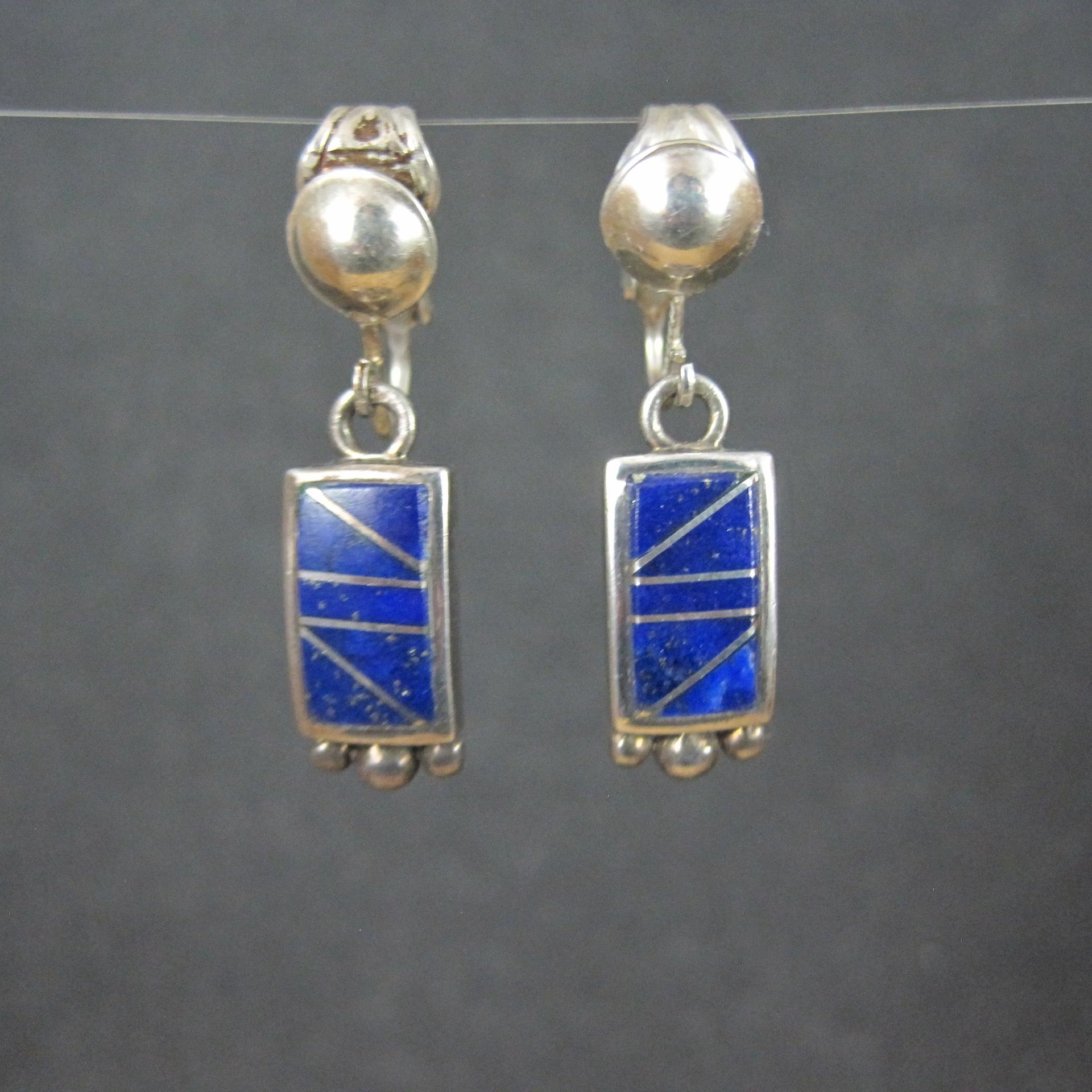Southwestern Sterling Lapis Lazuli Inlay Earrings