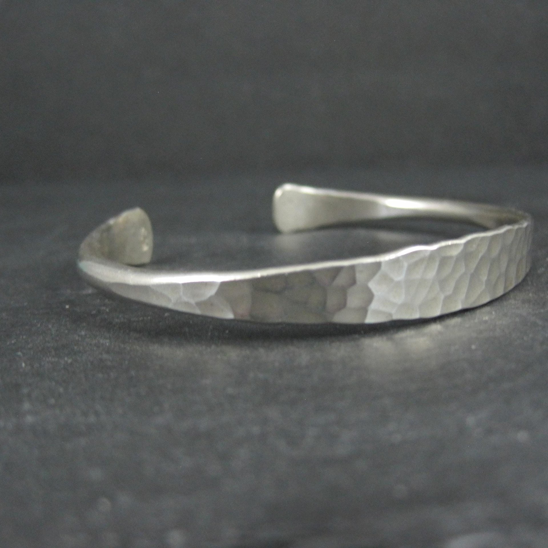 Vintage Hammered Sterling Silver Cuff Bracelet 6.75 Inches