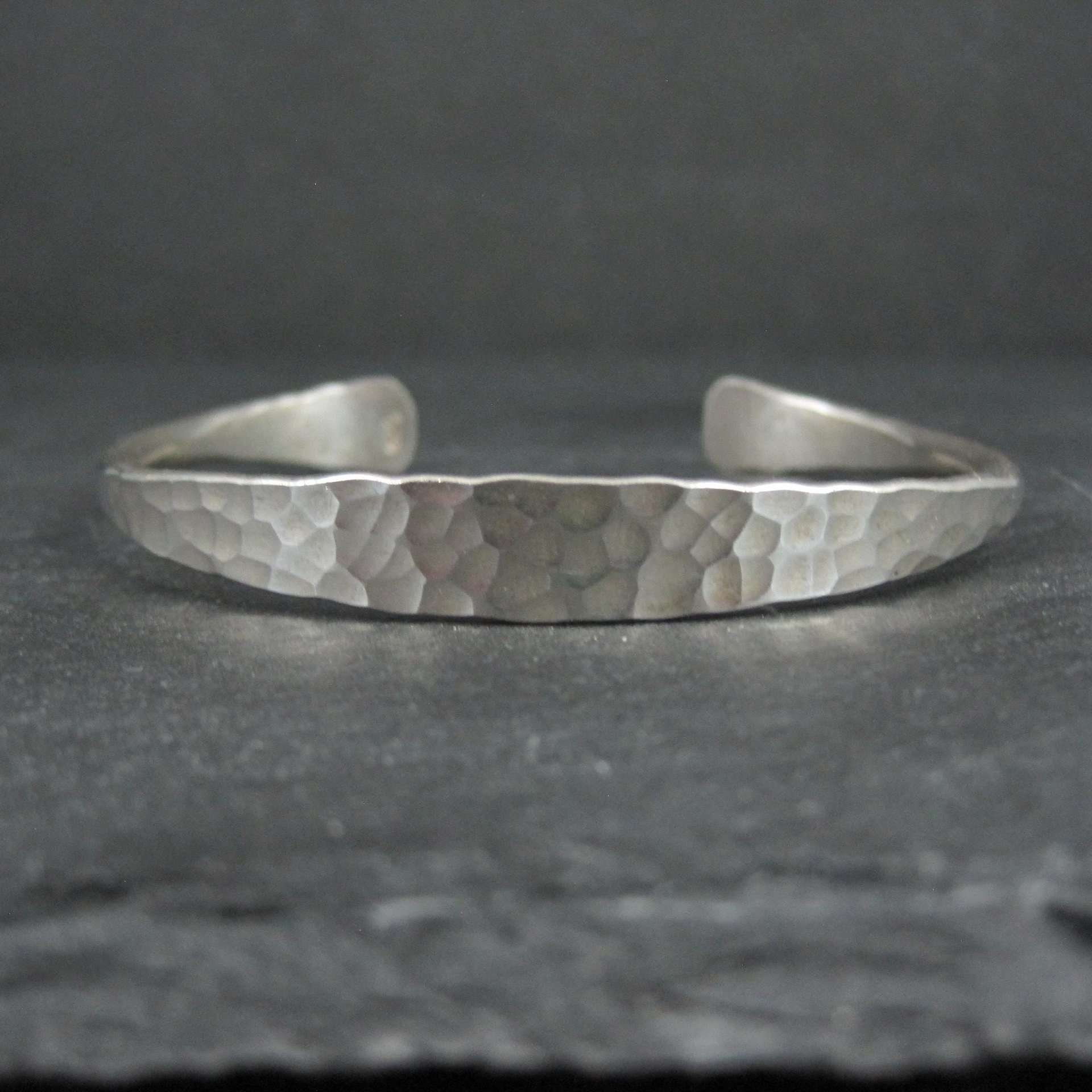 Vintage Hammered Sterling Silver Cuff Bracelet 6.75 Inches