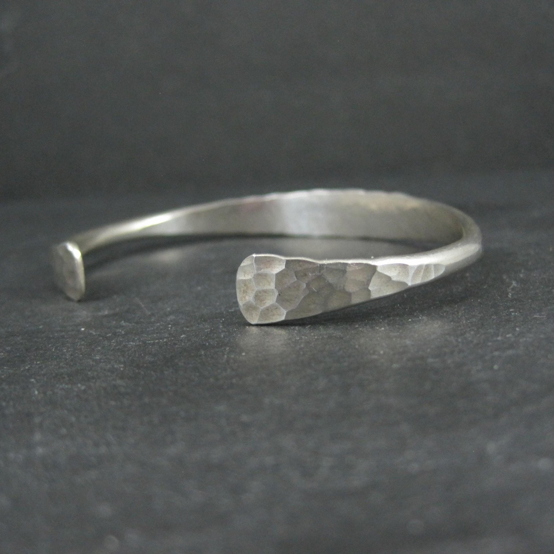 Vintage Hammered Sterling Silver Cuff Bracelet 6.75 Inches