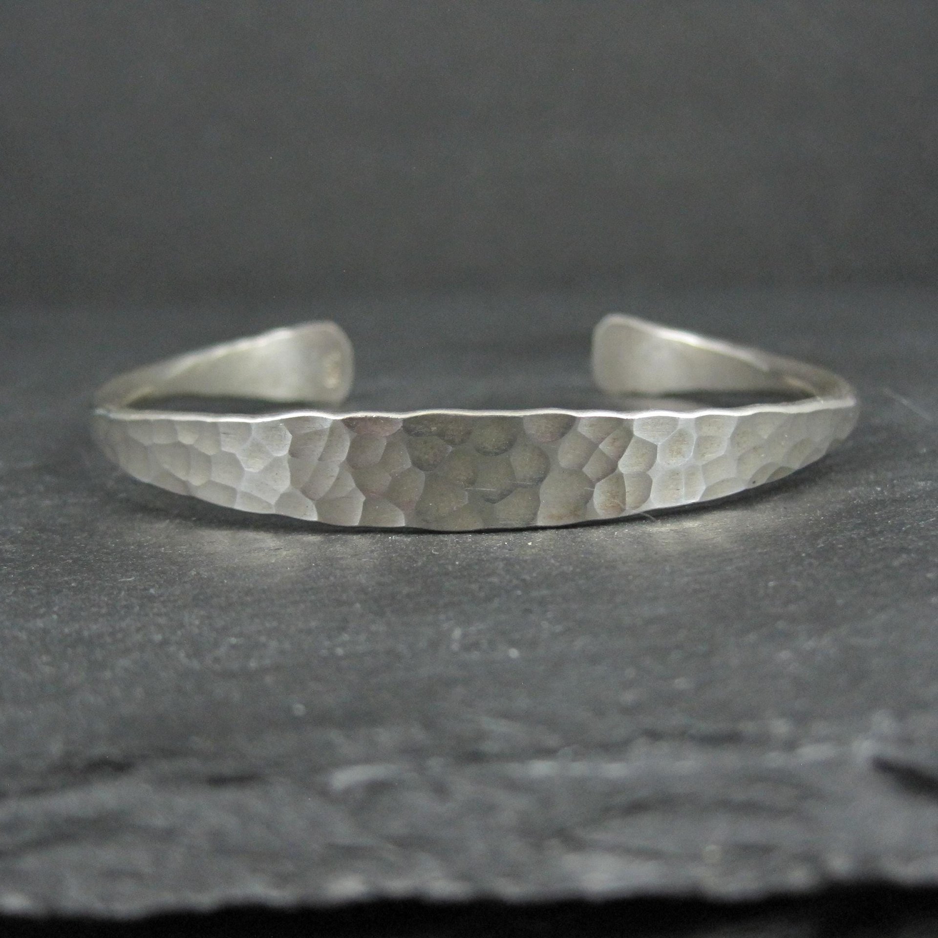 Vintage Hammered Sterling Silver Cuff Bracelet 6.75 Inches