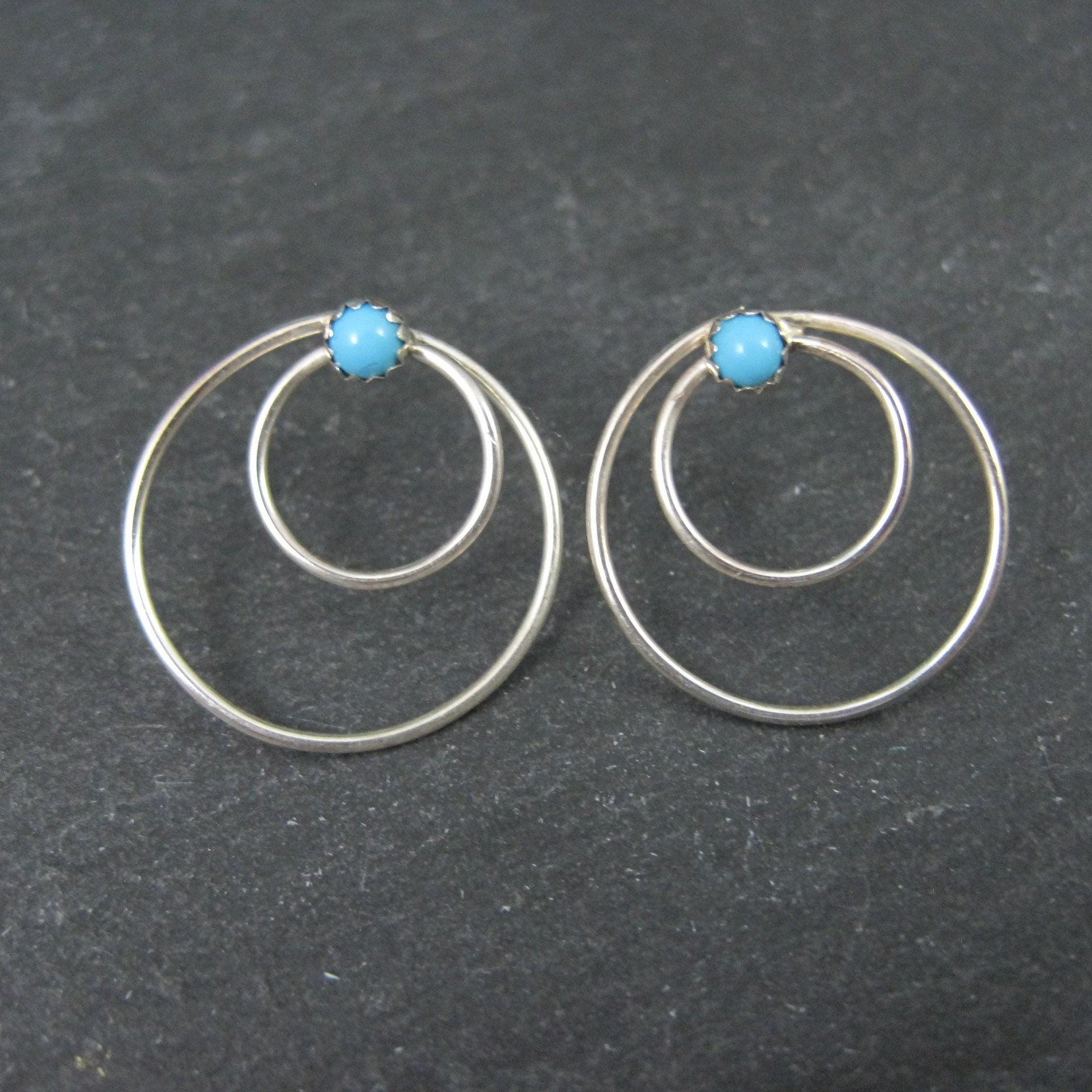 Southwestern Sterling Turquoise Circle Earrings