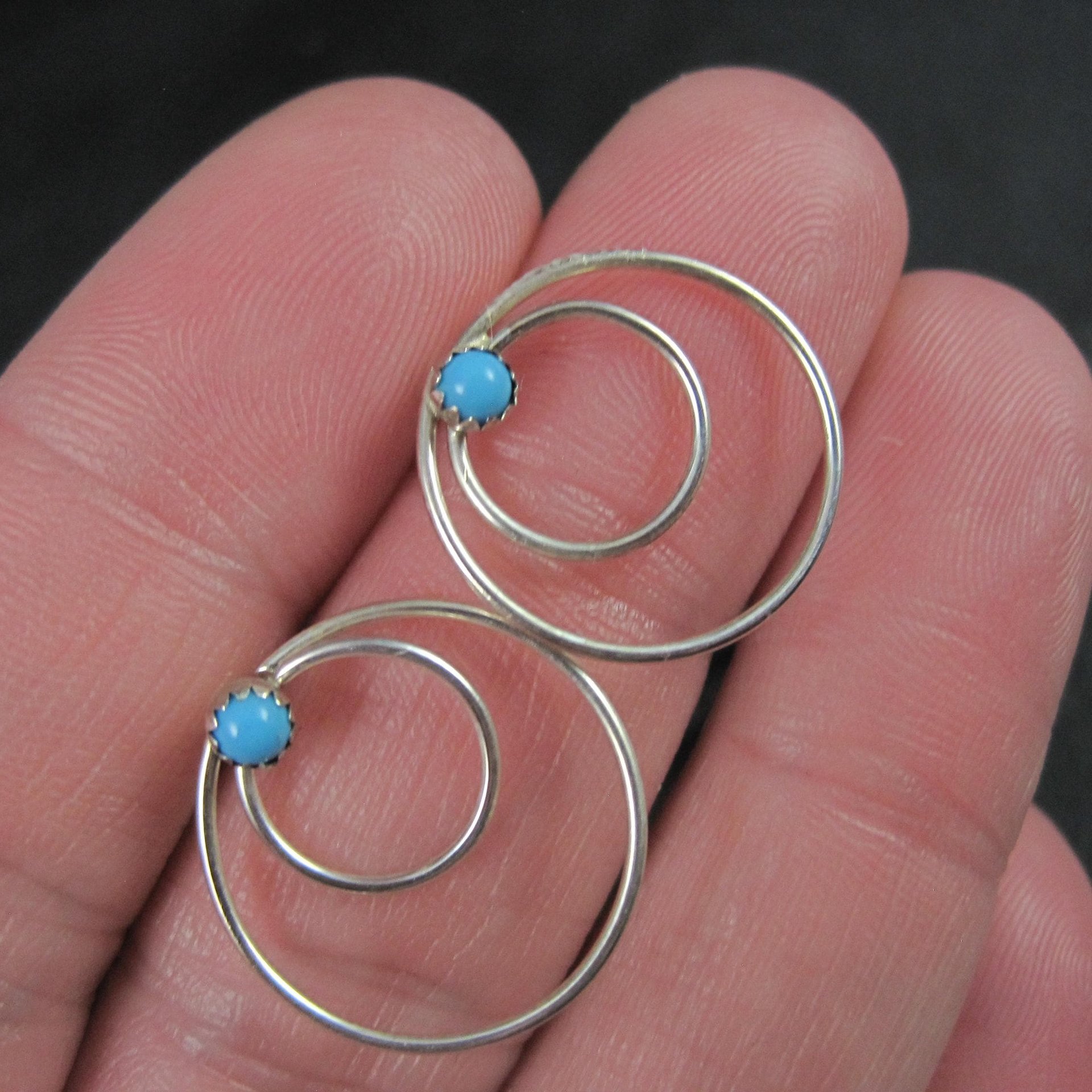 Southwestern Sterling Turquoise Circle Earrings
