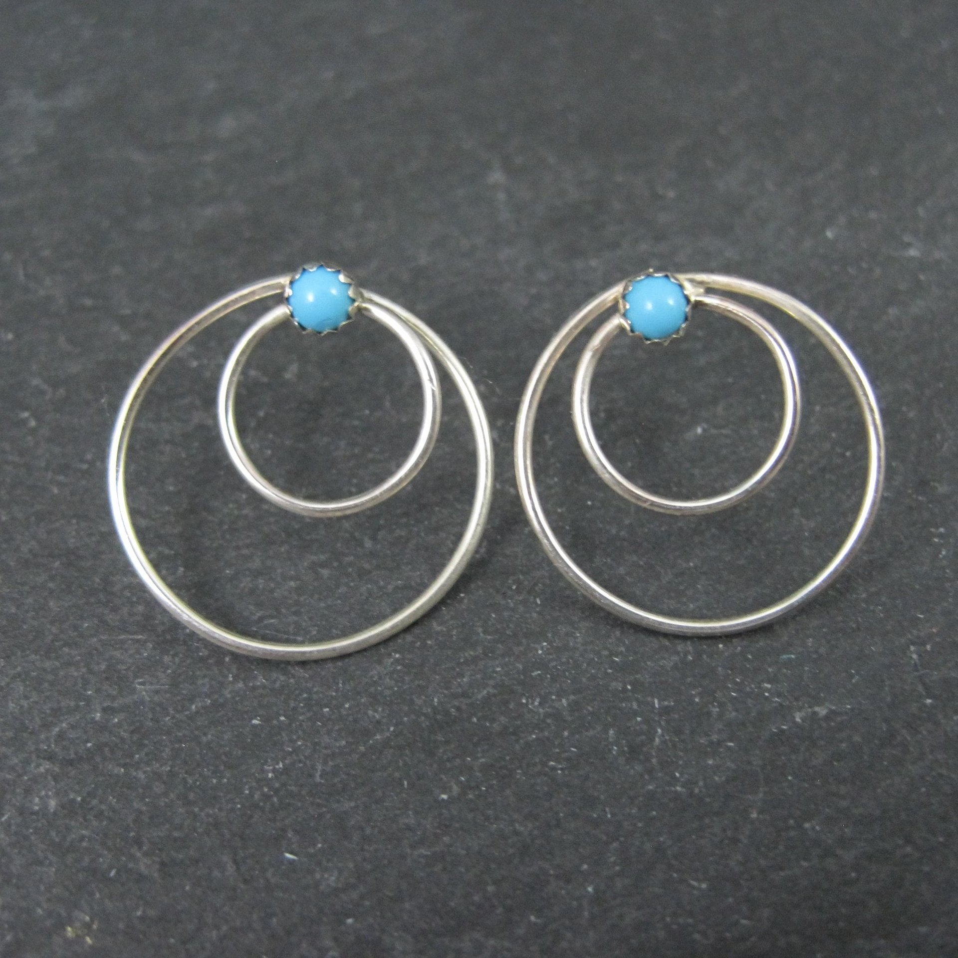 Southwestern Sterling Turquoise Circle Earrings