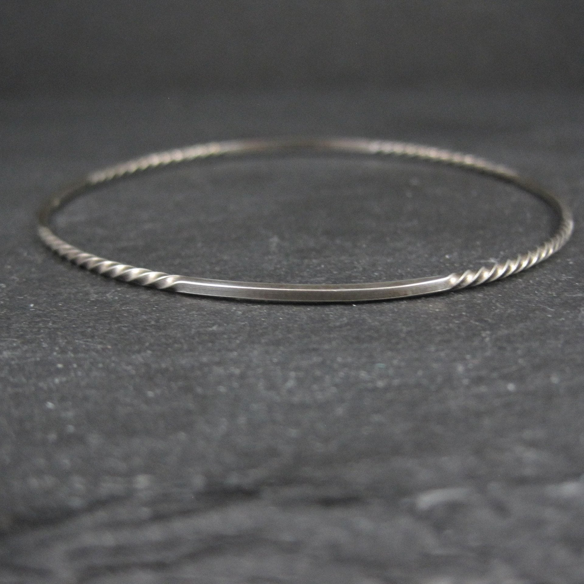 Dainty Sterling Twisted Bangle Bracelet 7.5 Inches