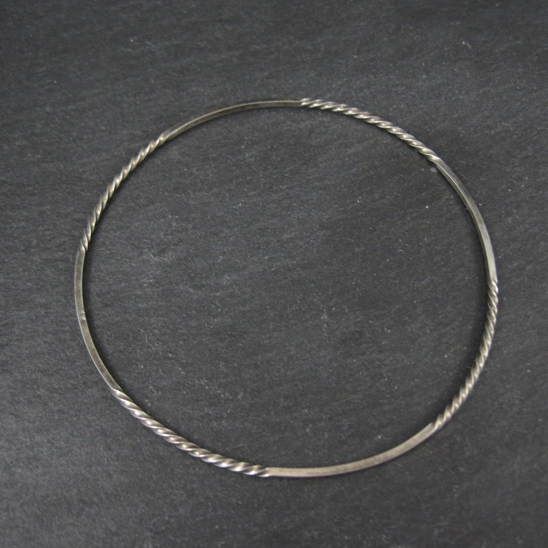 Dainty Sterling Twisted Bangle Bracelet 7.5 Inches