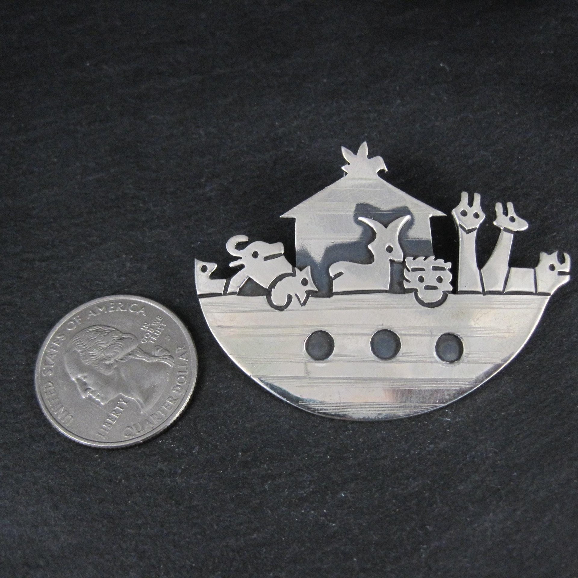 Vintage Noahs Ark Brooch Pendant Mexican Sterling Silver