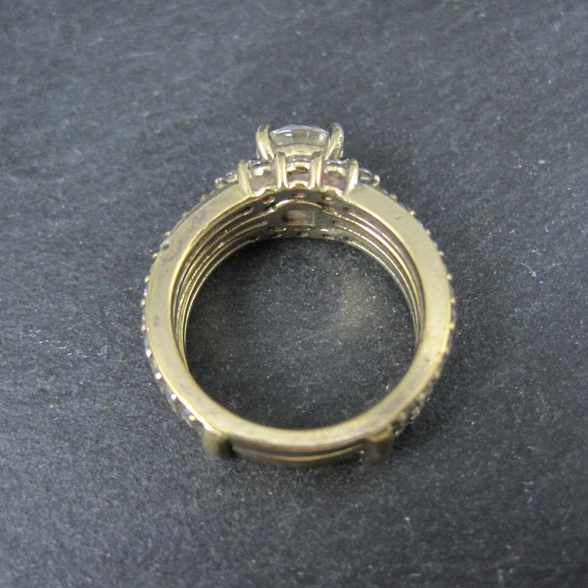 Vermeil Sterling Silver Cz Bridal Wedding Rings Set Size 7