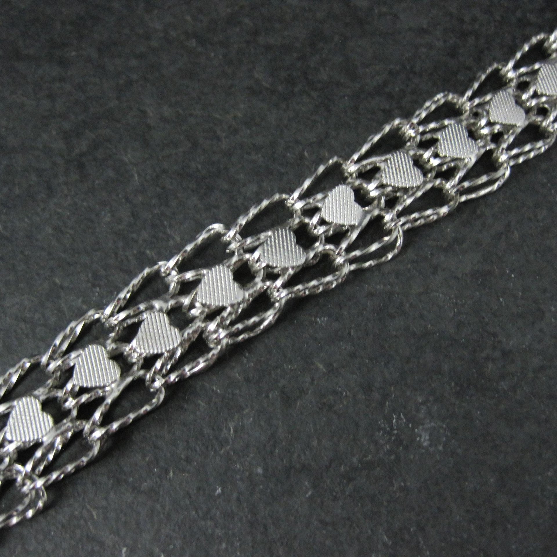 Vintage Sterling Heart Bracelet 7.5 Inches
