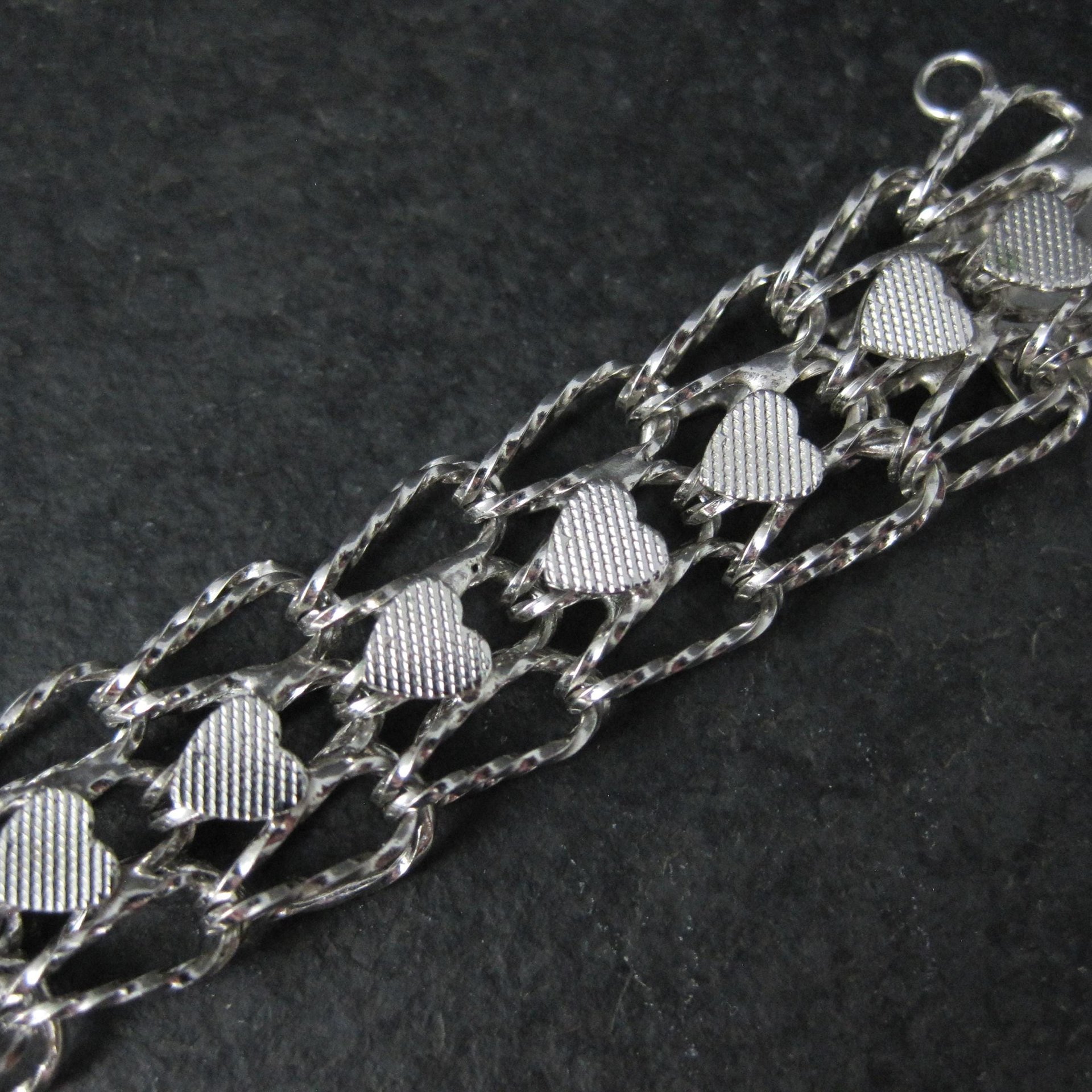 Vintage Sterling Heart Bracelet 7.5 Inches