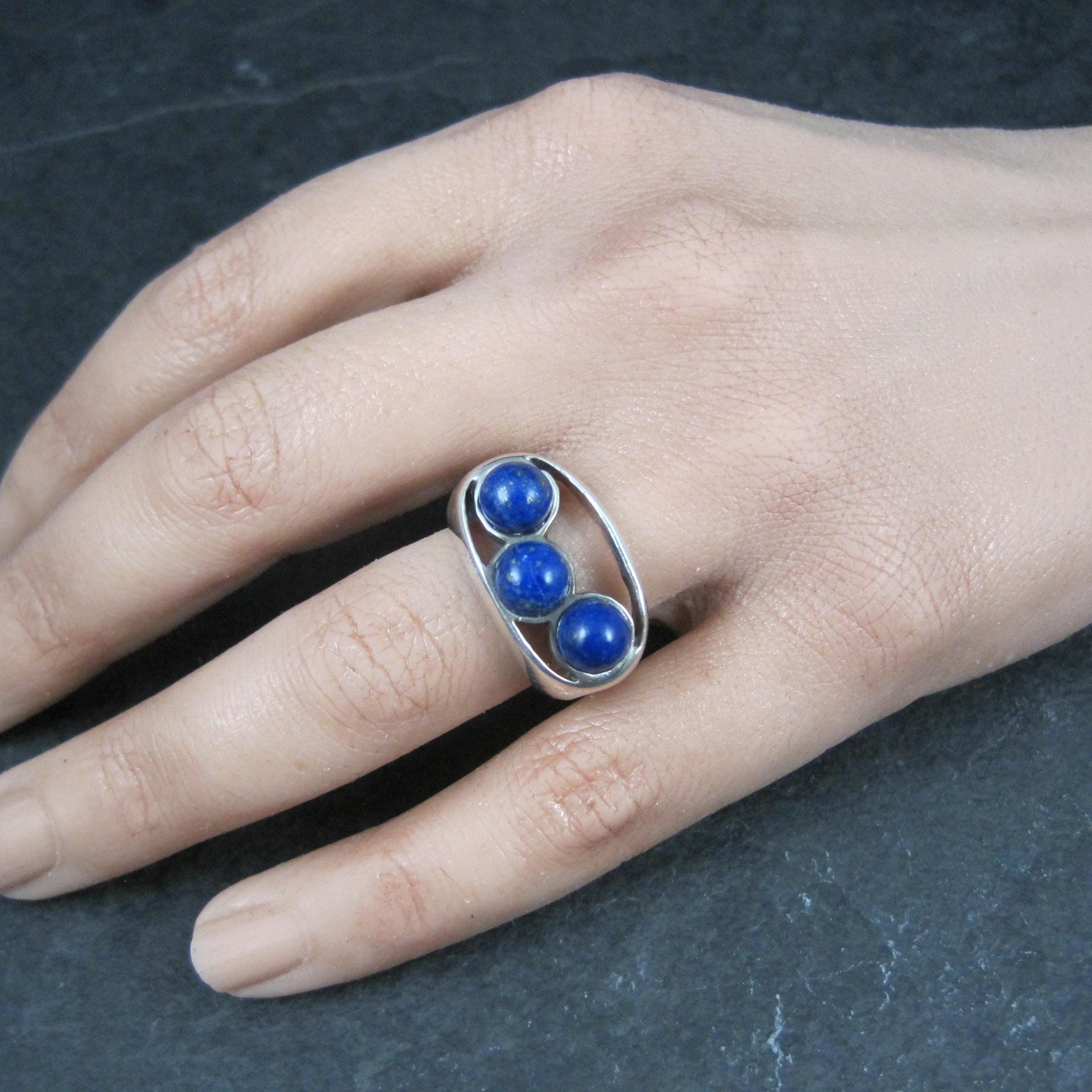 Mod Sterling Silver Lapis Lazuli Ring Size 7.5