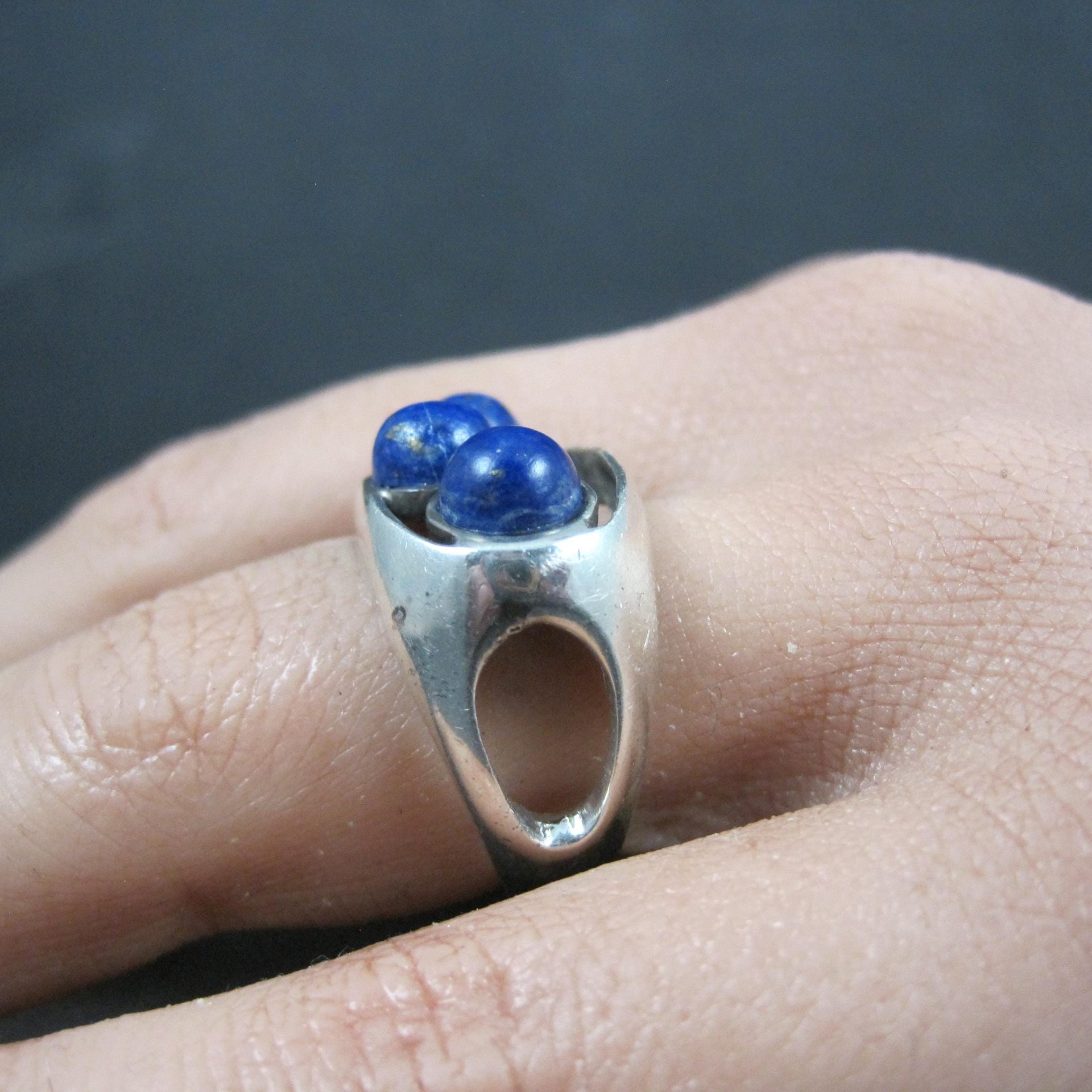 Mod Sterling Silver Lapis Lazuli Ring Size 7.5