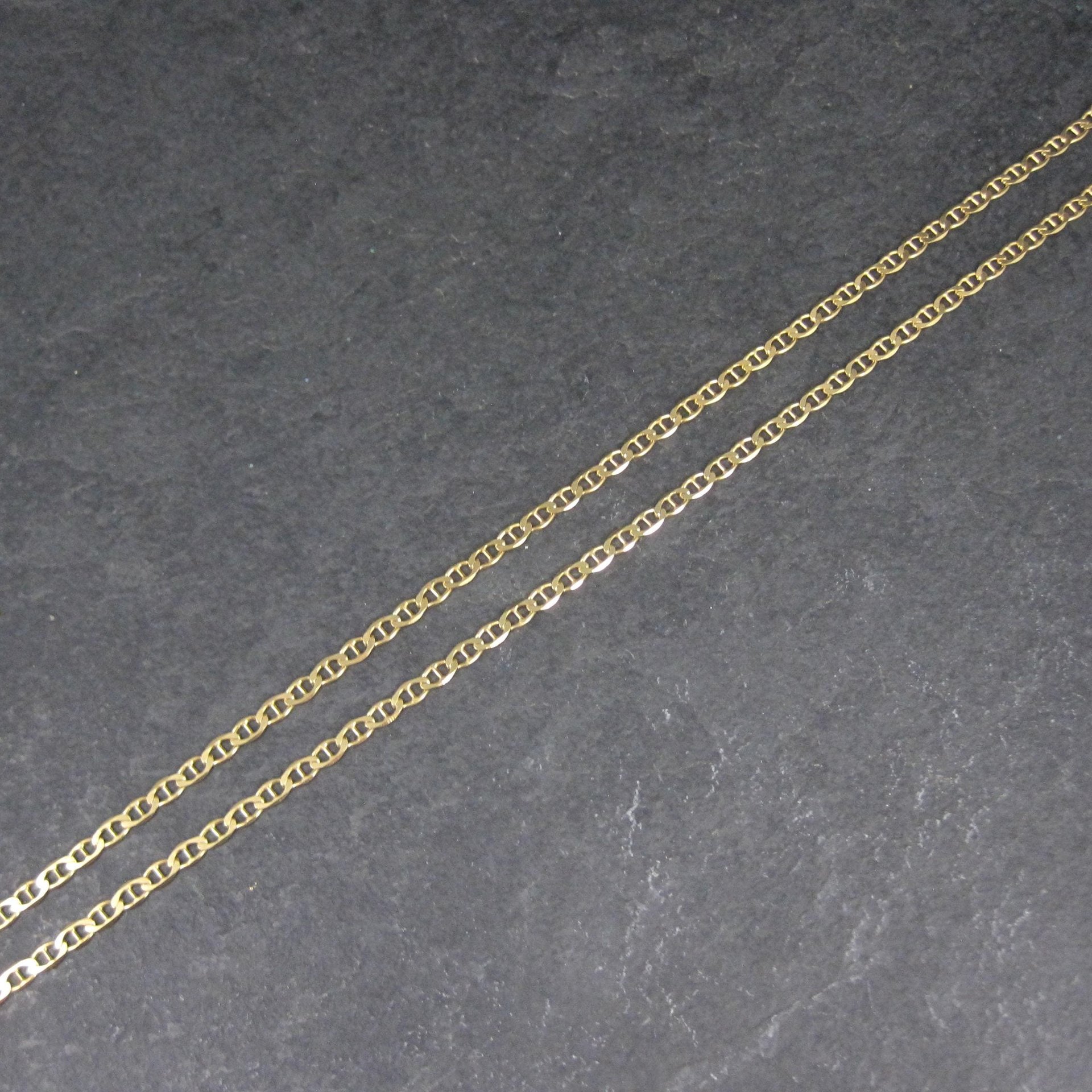 Italian Vermeil Sterling Flat Mariner Chain Necklace 4mm 20 Inches