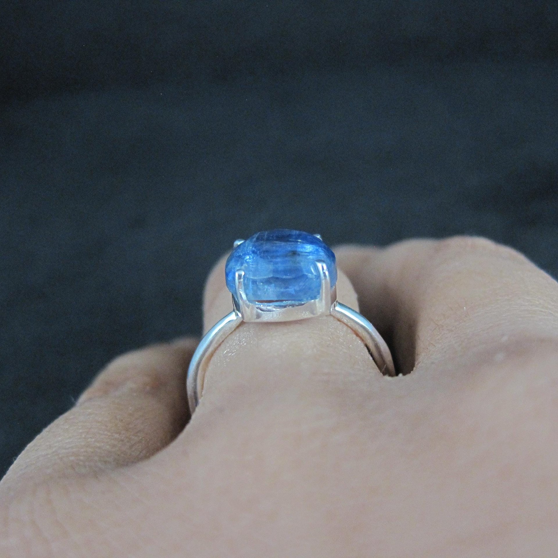 Sterling Silver Kyanite Solitaire Ring Size 6