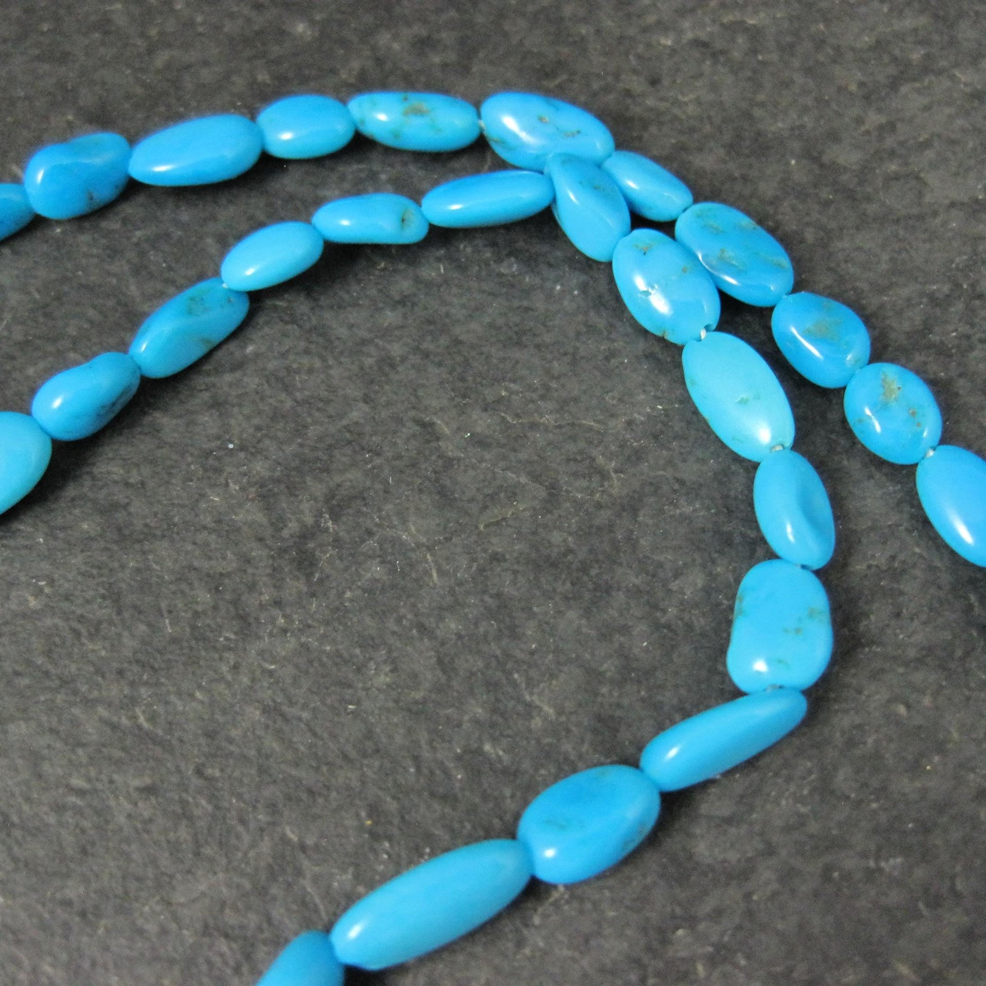Simple Vintage Southwestern Turquoise Bead Necklace 18" Sterling Silver Native American Estate