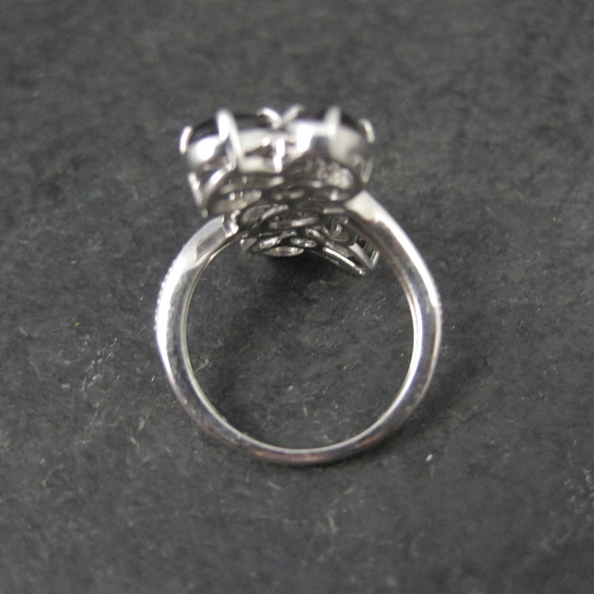 Black Cats Eye Sillimanite Ring Size 5 Sterling Silver Estate Jewelry