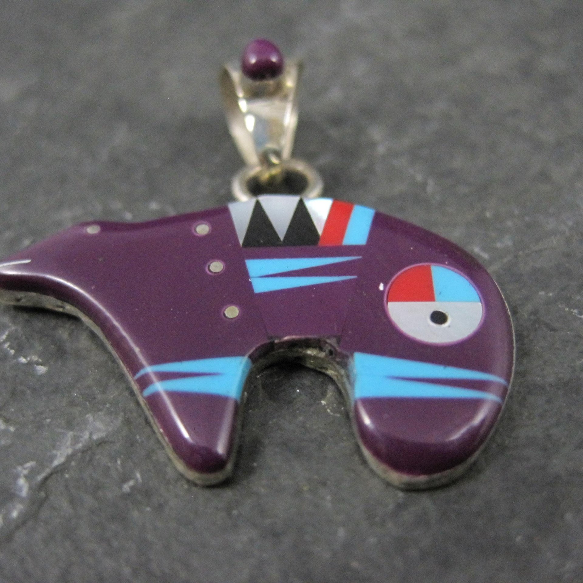 Southwestern Inlaid Bear Pendant