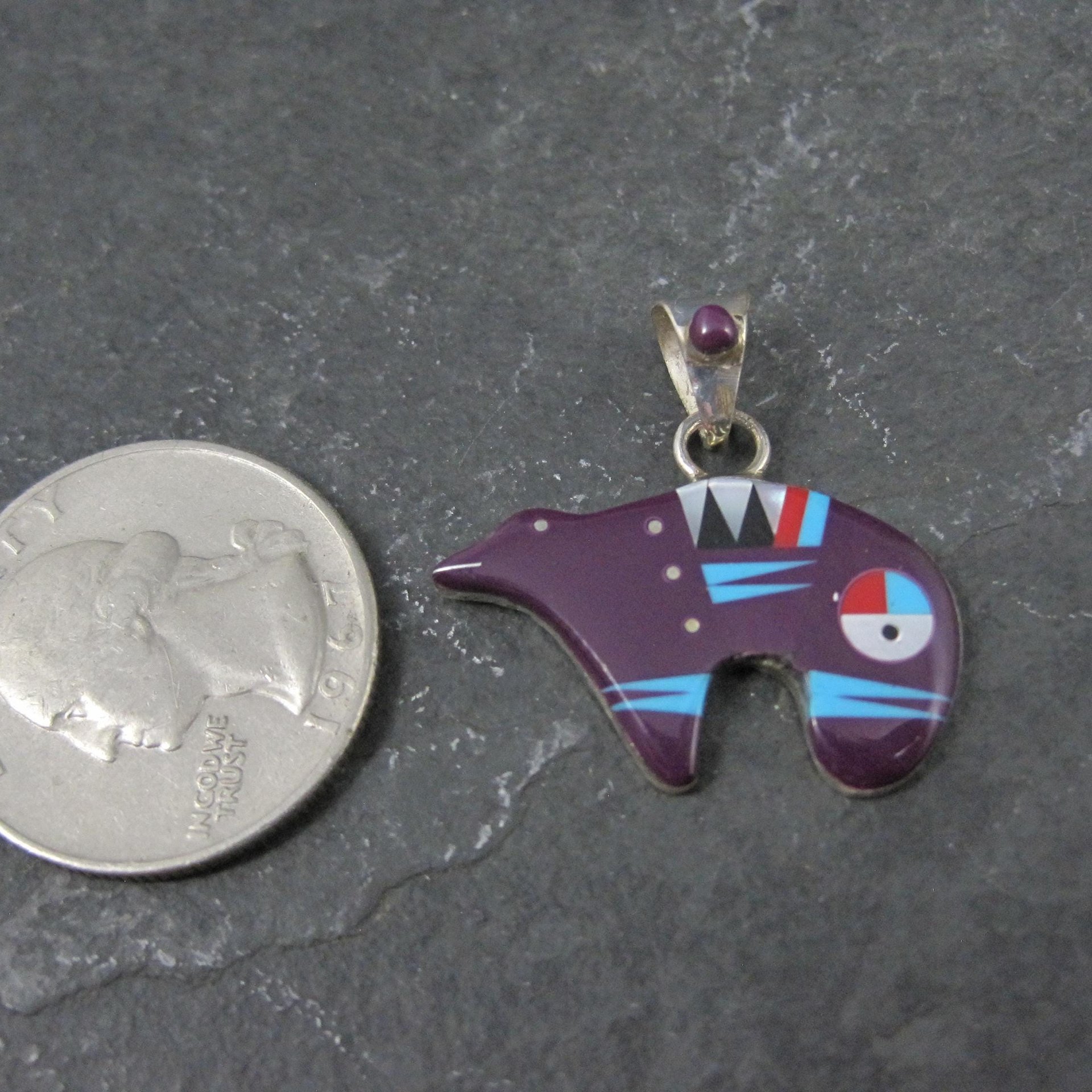 Southwestern Inlaid Bear Pendant