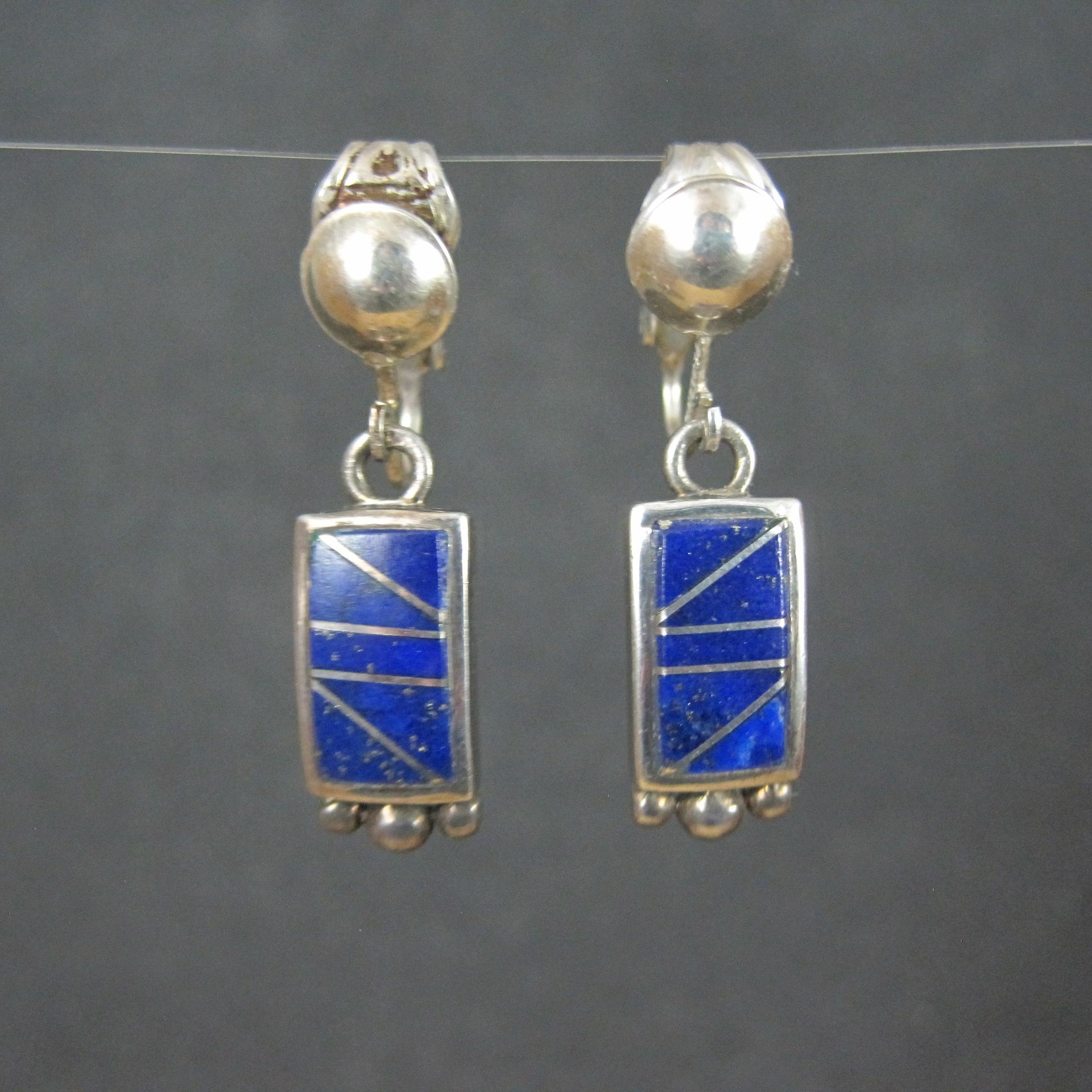 Southwestern Sterling Lapis Lazuli Inlay Earrings