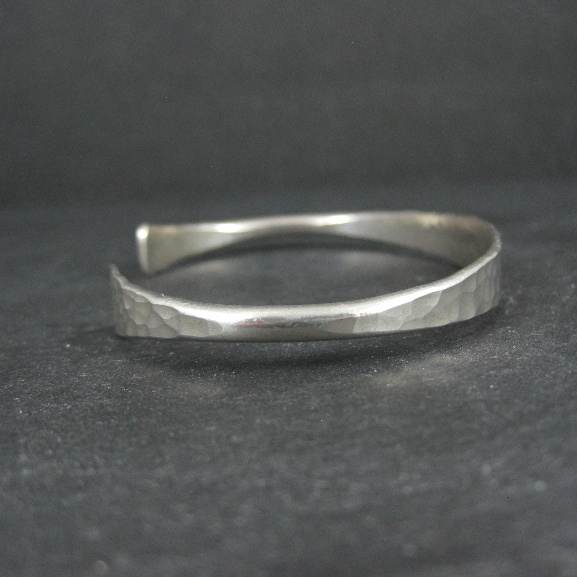 Vintage Hammered Sterling Silver Cuff Bracelet 6.75 Inches