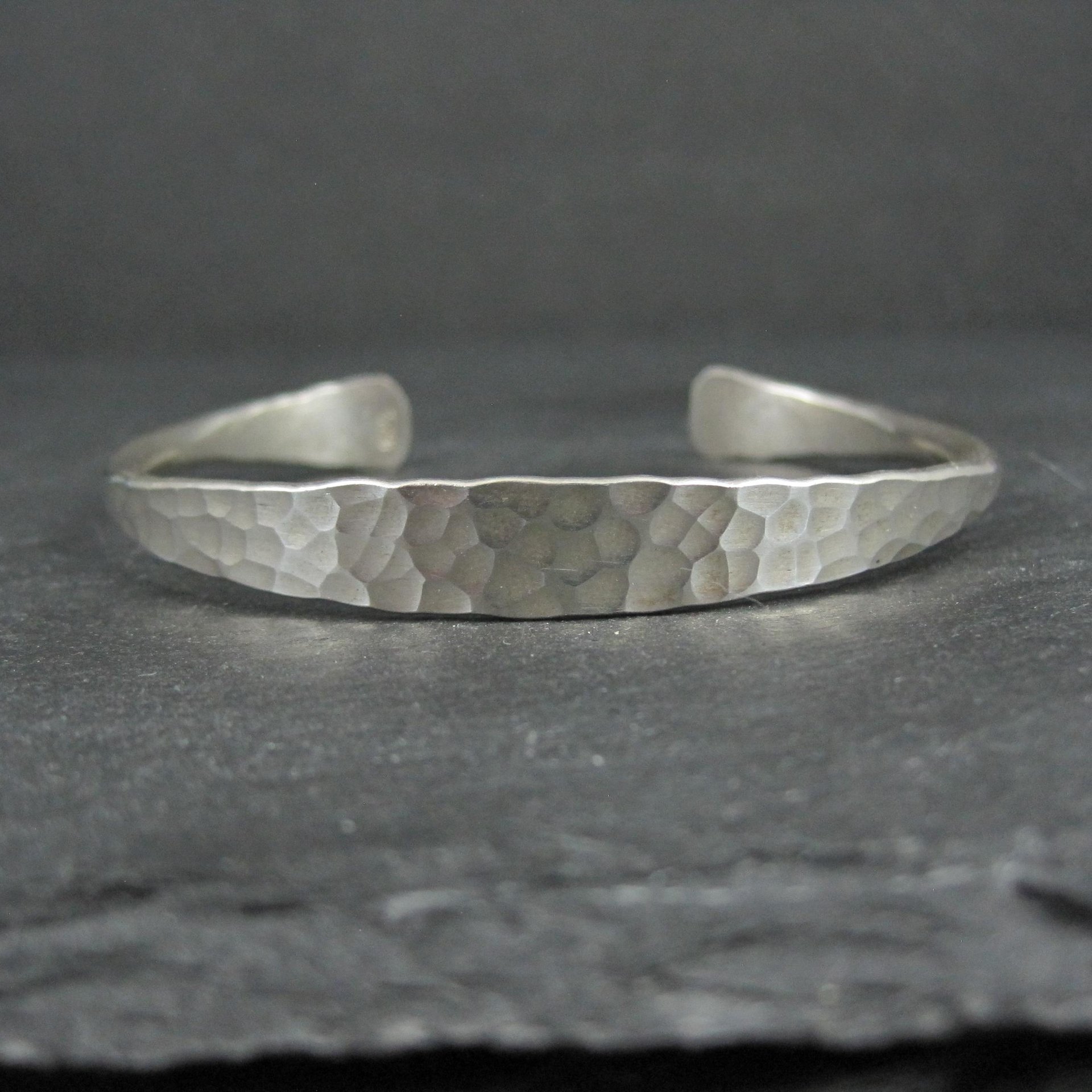 Vintage Hammered Sterling Silver Cuff Bracelet 6.75 Inches