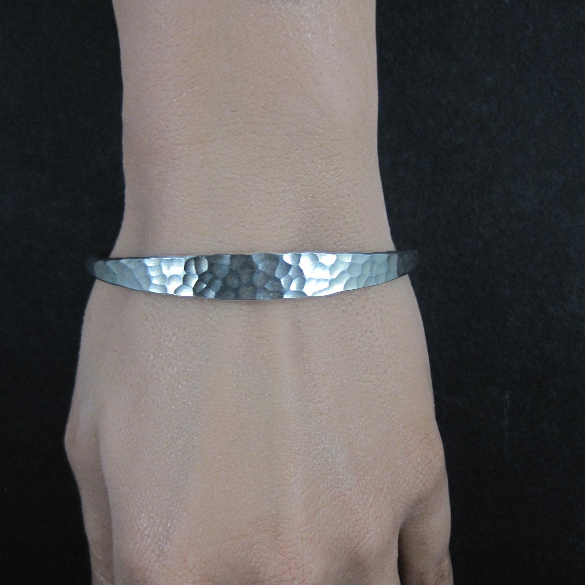 Vintage Hammered Sterling Silver Cuff Bracelet 6.75 Inches