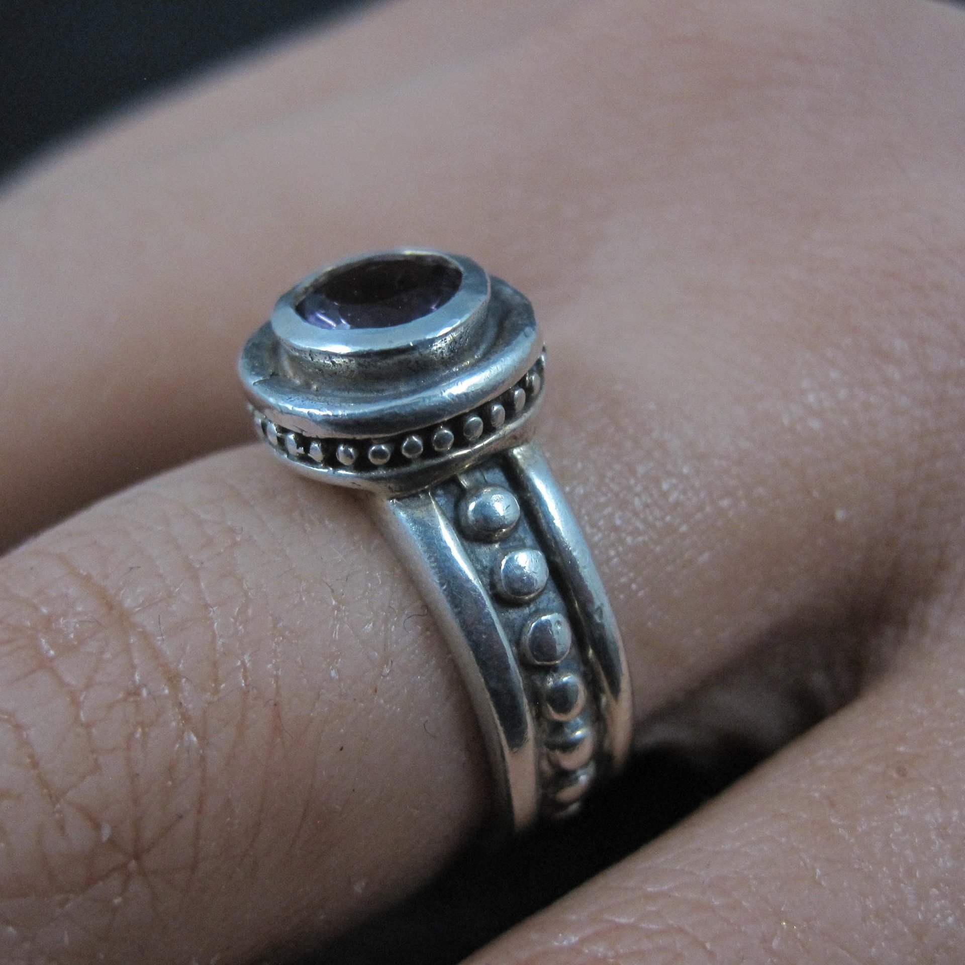 Estate Sterling Amethyst Ring Size 4.5