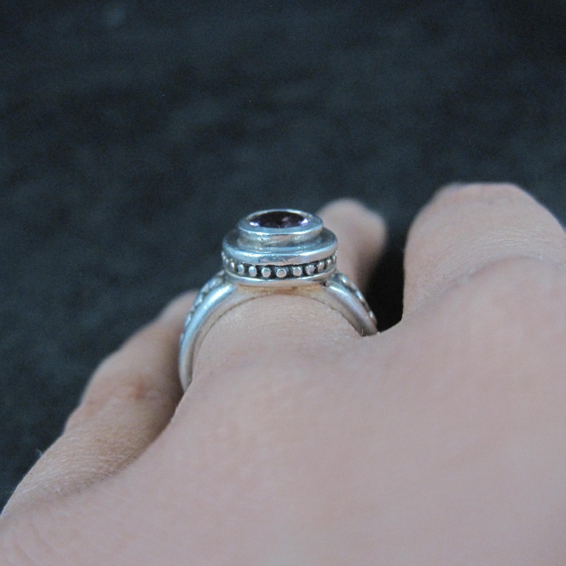 Estate Sterling Amethyst Ring Size 4.5
