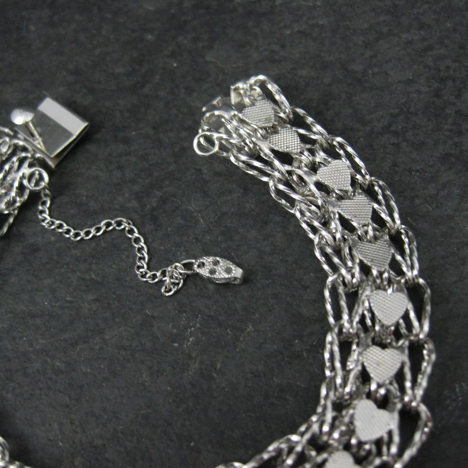 Vintage Sterling Heart Bracelet 7.5 Inches