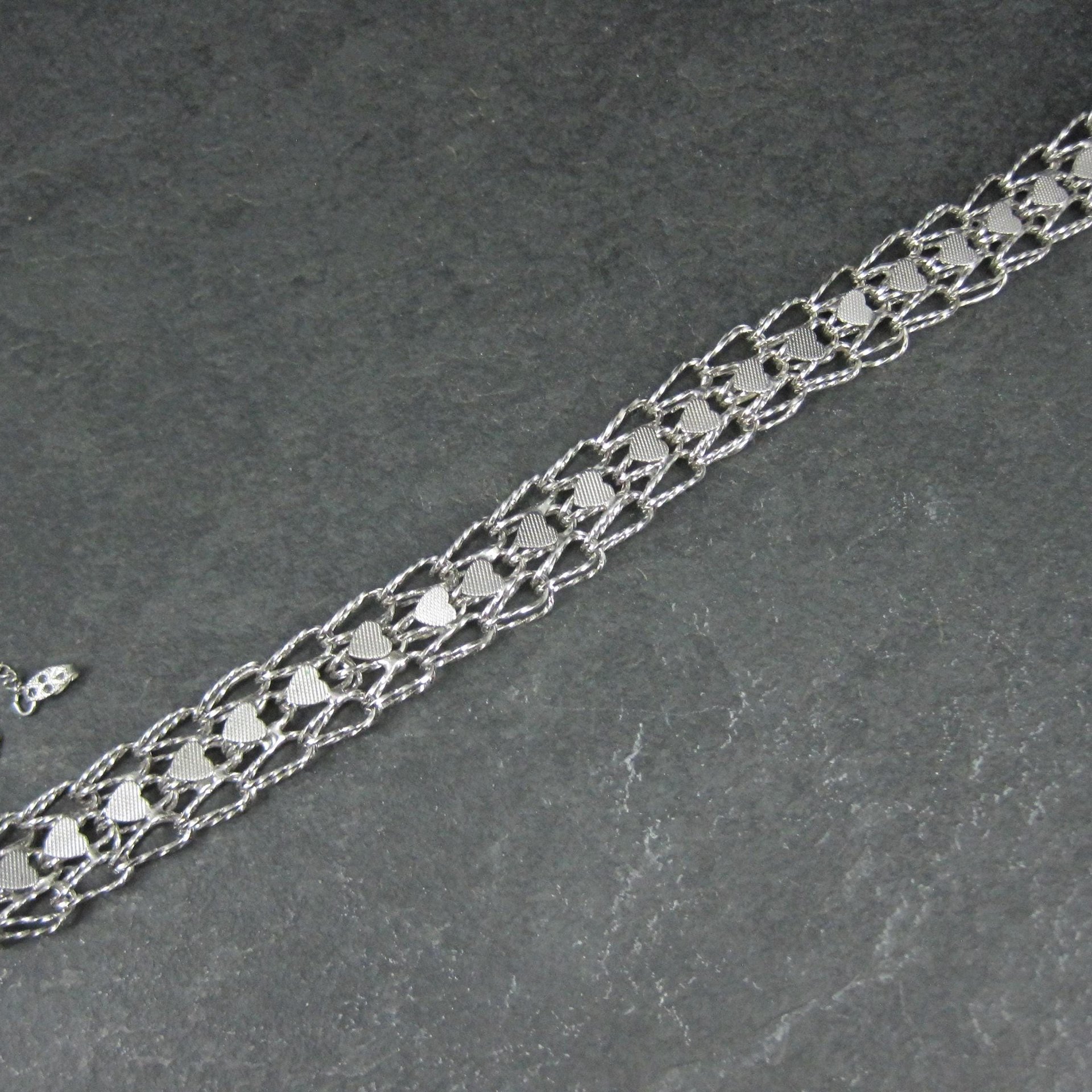 Vintage Sterling Heart Bracelet 7.5 Inches