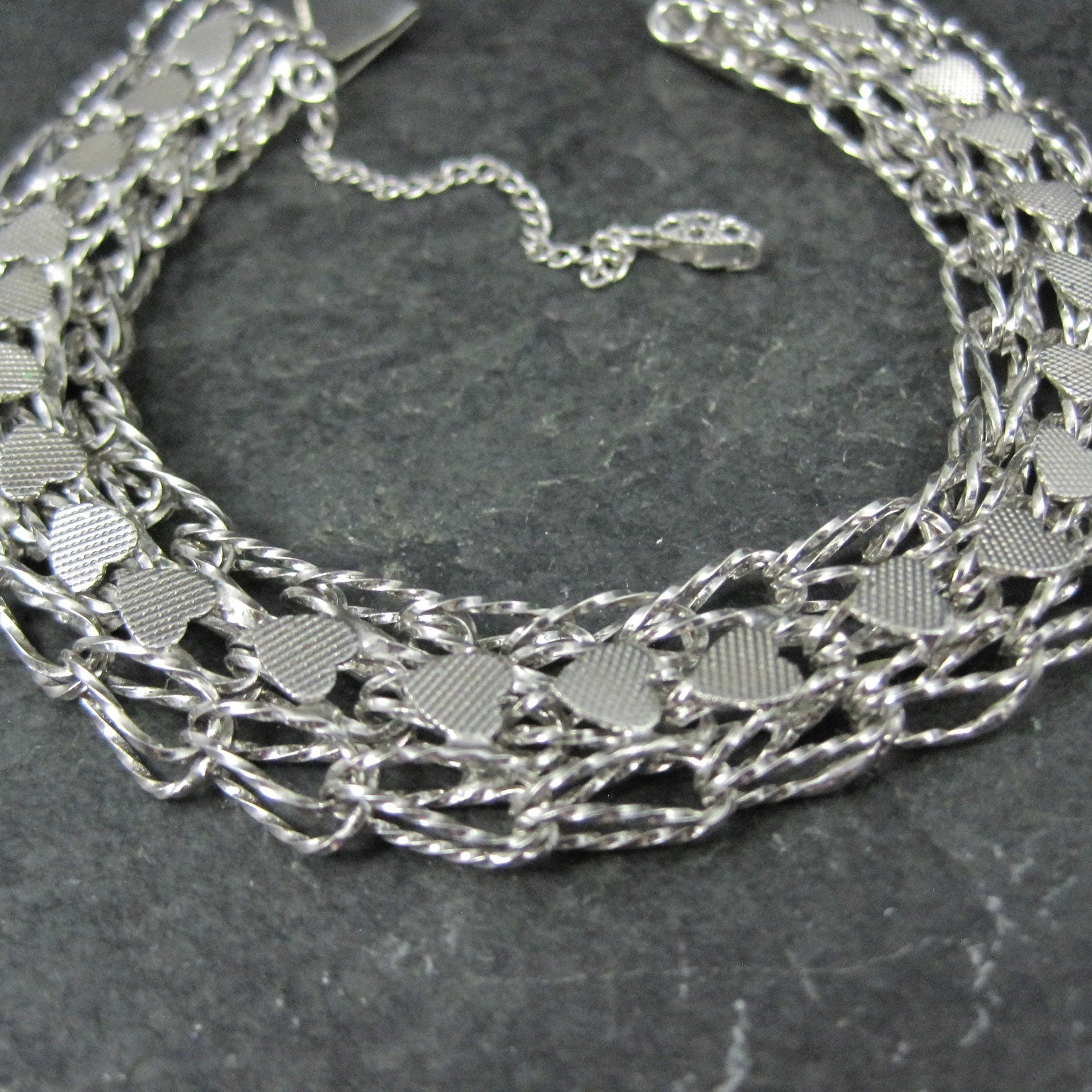 Vintage Sterling Heart Bracelet 7.5 Inches
