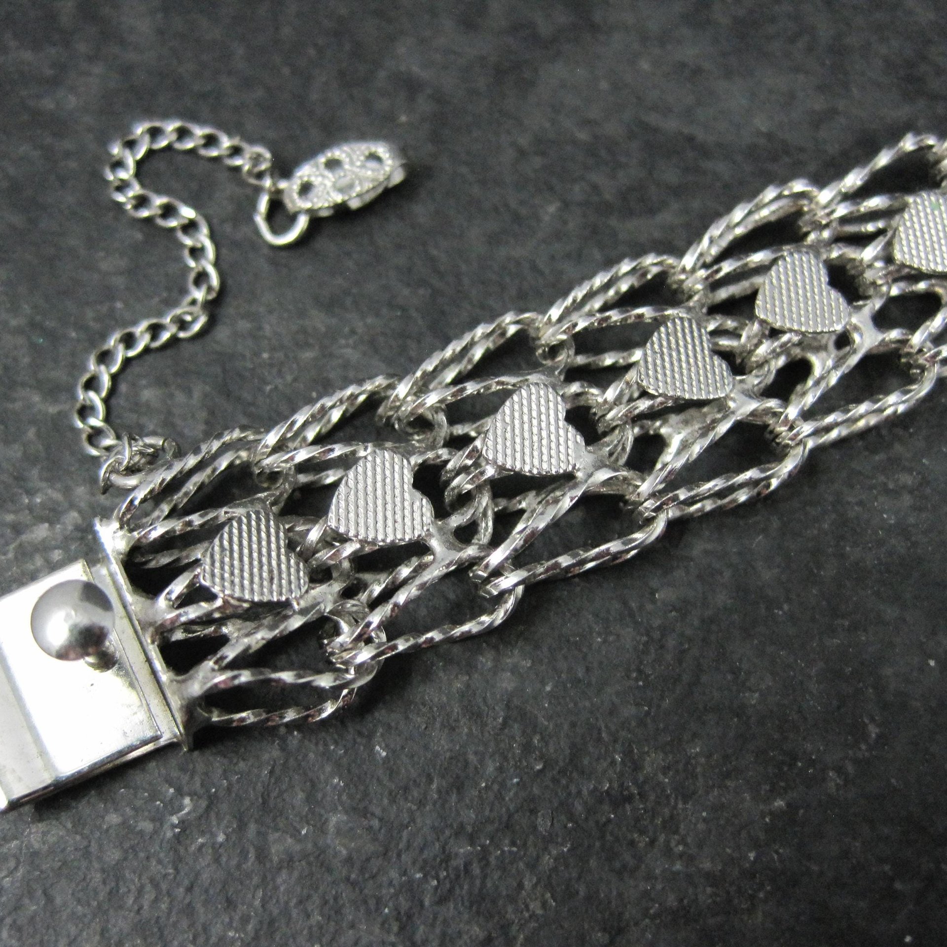 Vintage Sterling Heart Bracelet 7.5 Inches