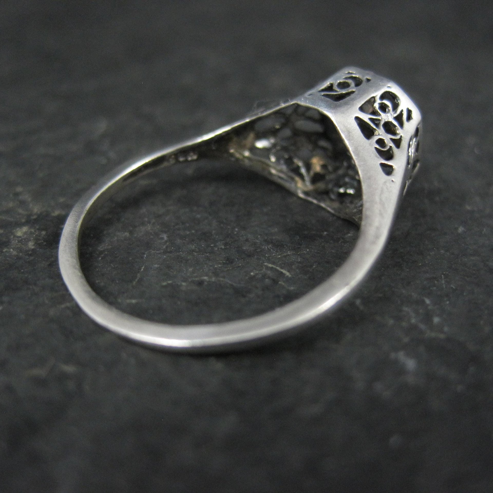 Vintage Filigree Smoky Topaz Solitaire Ring Size 7 Sterling Silver