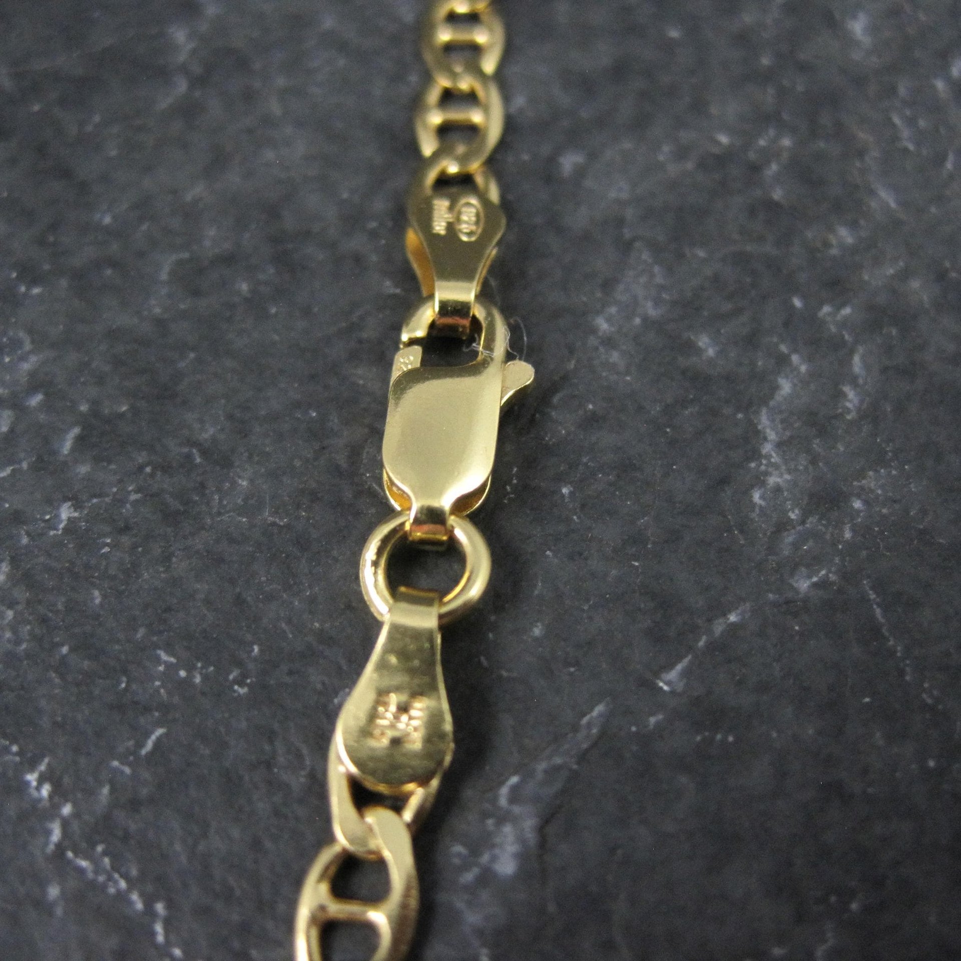 Italian Vermeil Sterling Flat Mariner Chain Necklace 4mm 20 Inches