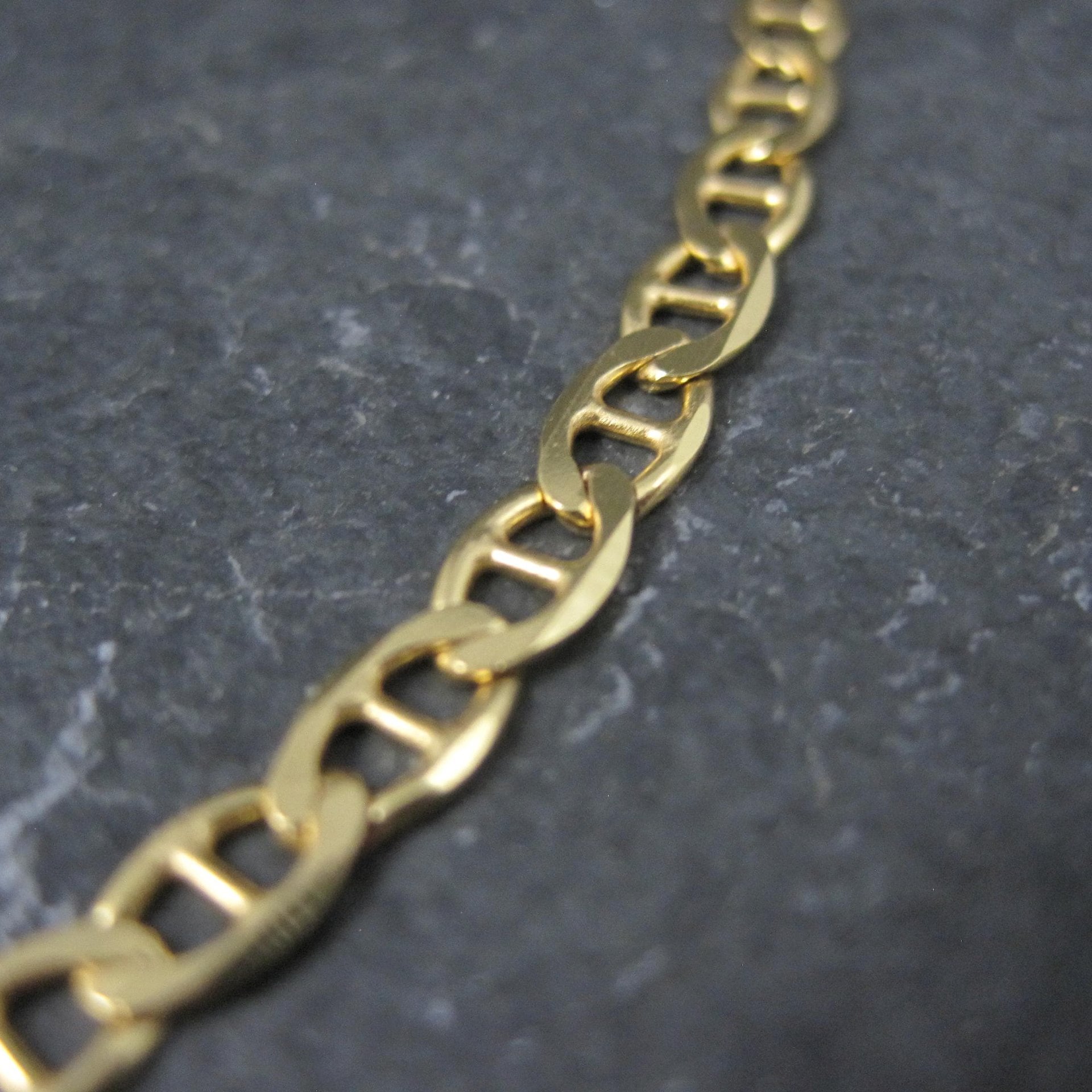 Italian Vermeil Sterling Flat Mariner Chain Necklace 4mm 20 Inches