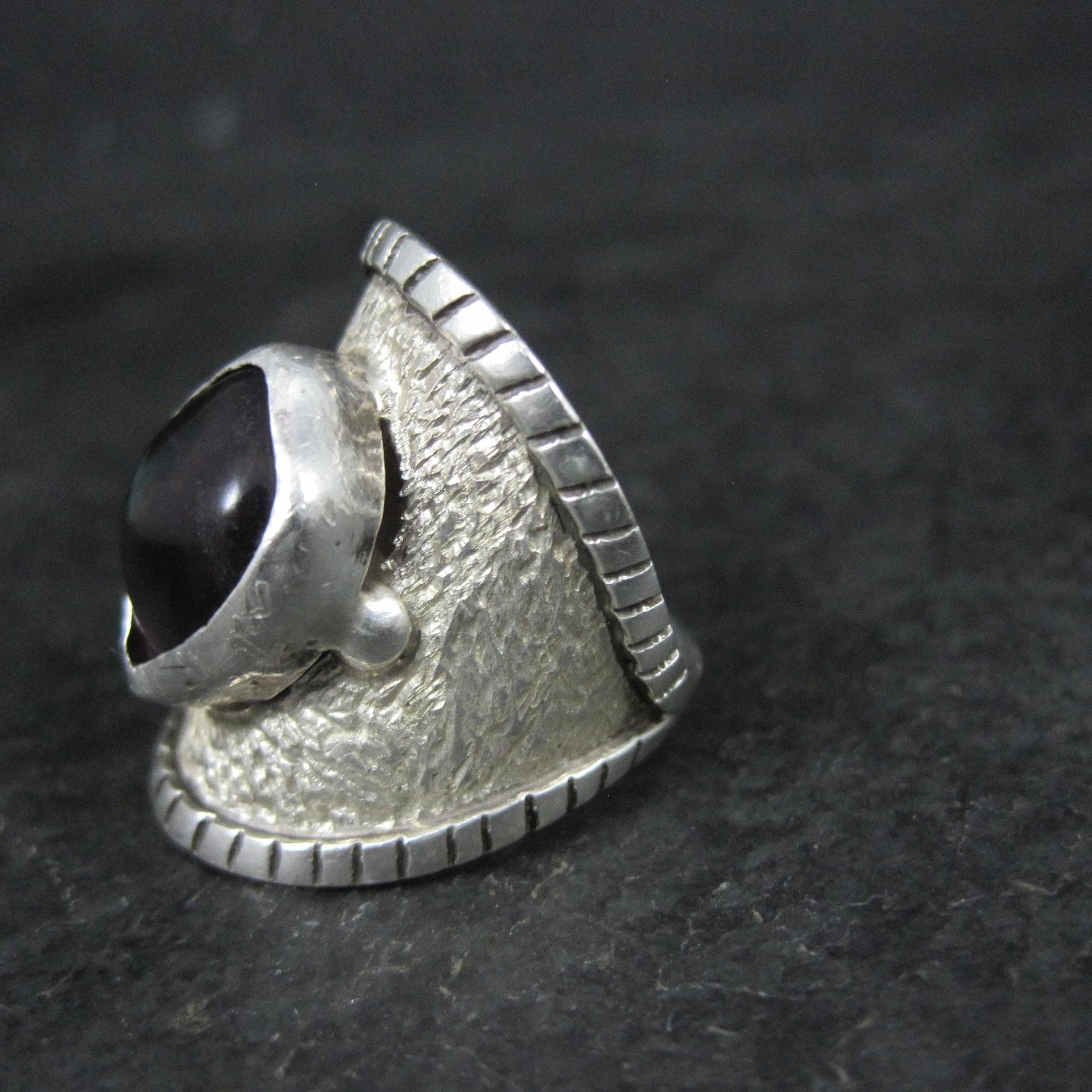 Wide Sterling Silver Amethyst Ring Size 7.5
