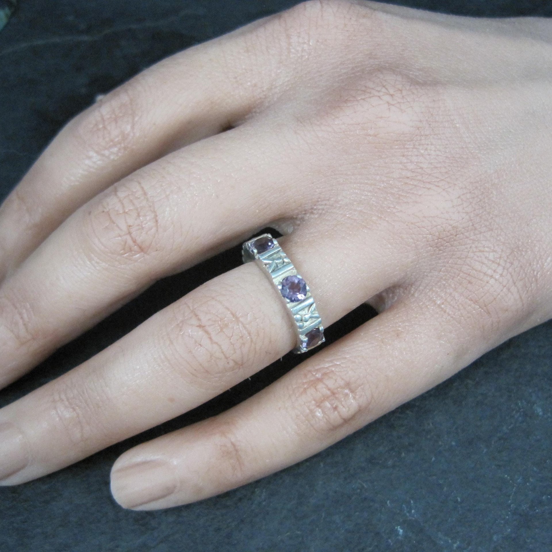 Sterling Silver Amethyst Band Ring Size 4.5