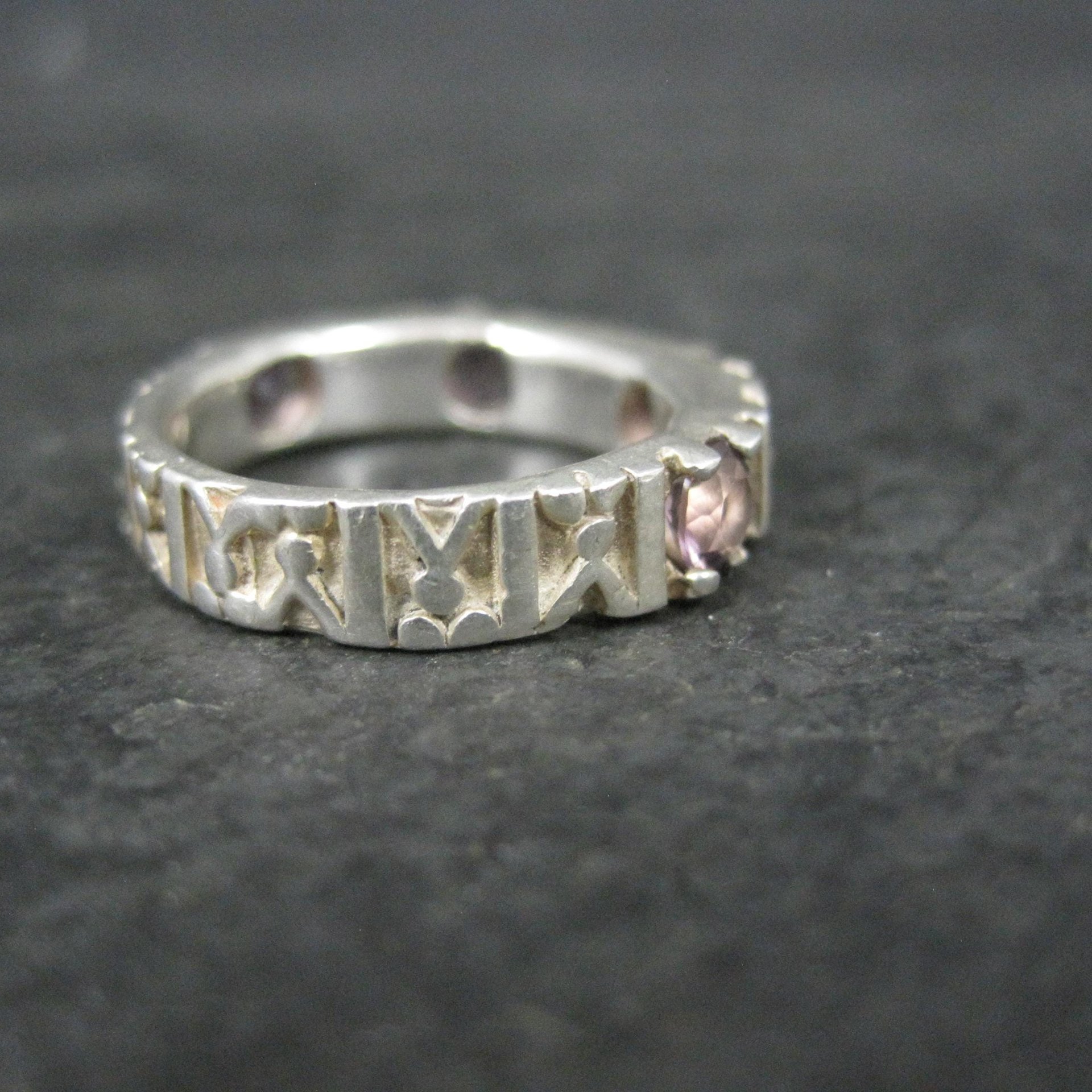 Sterling Silver Amethyst Band Ring Size 4.5