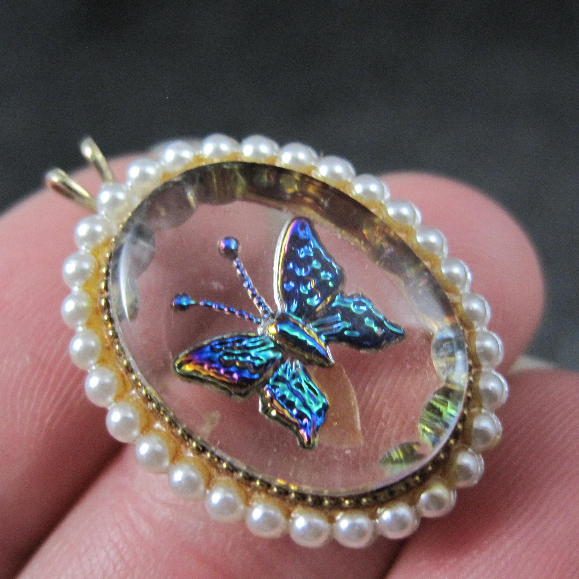 Vintage Foil Butterfly Pendant