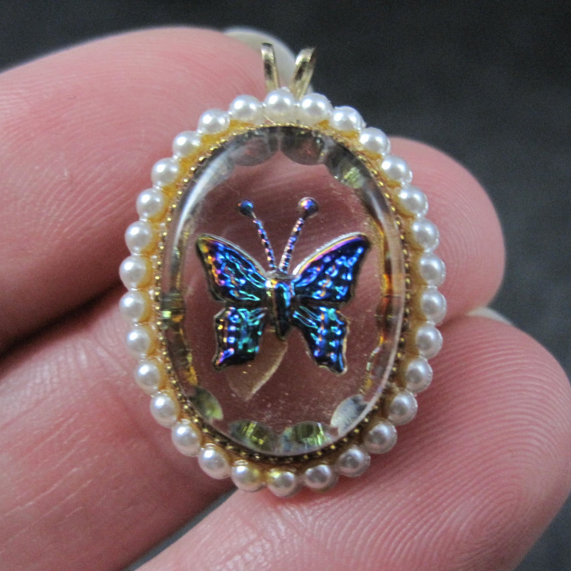 Vintage Foil Butterfly Pendant