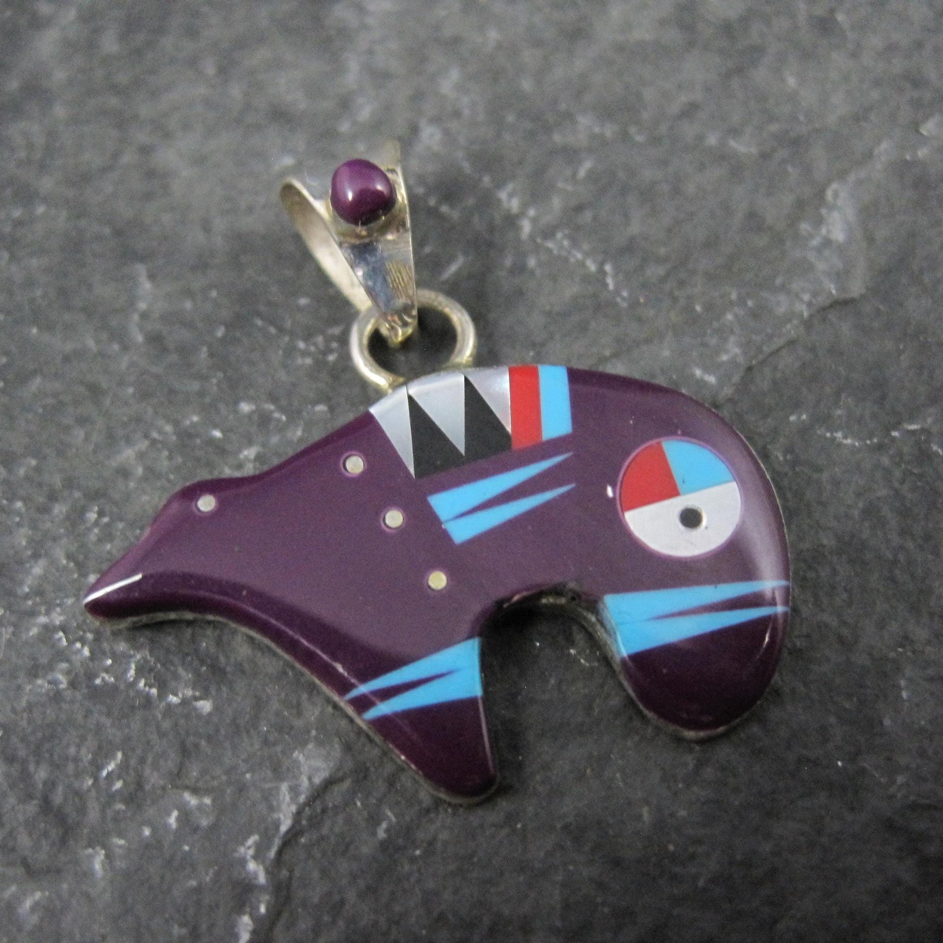 Southwestern Inlaid Bear Pendant