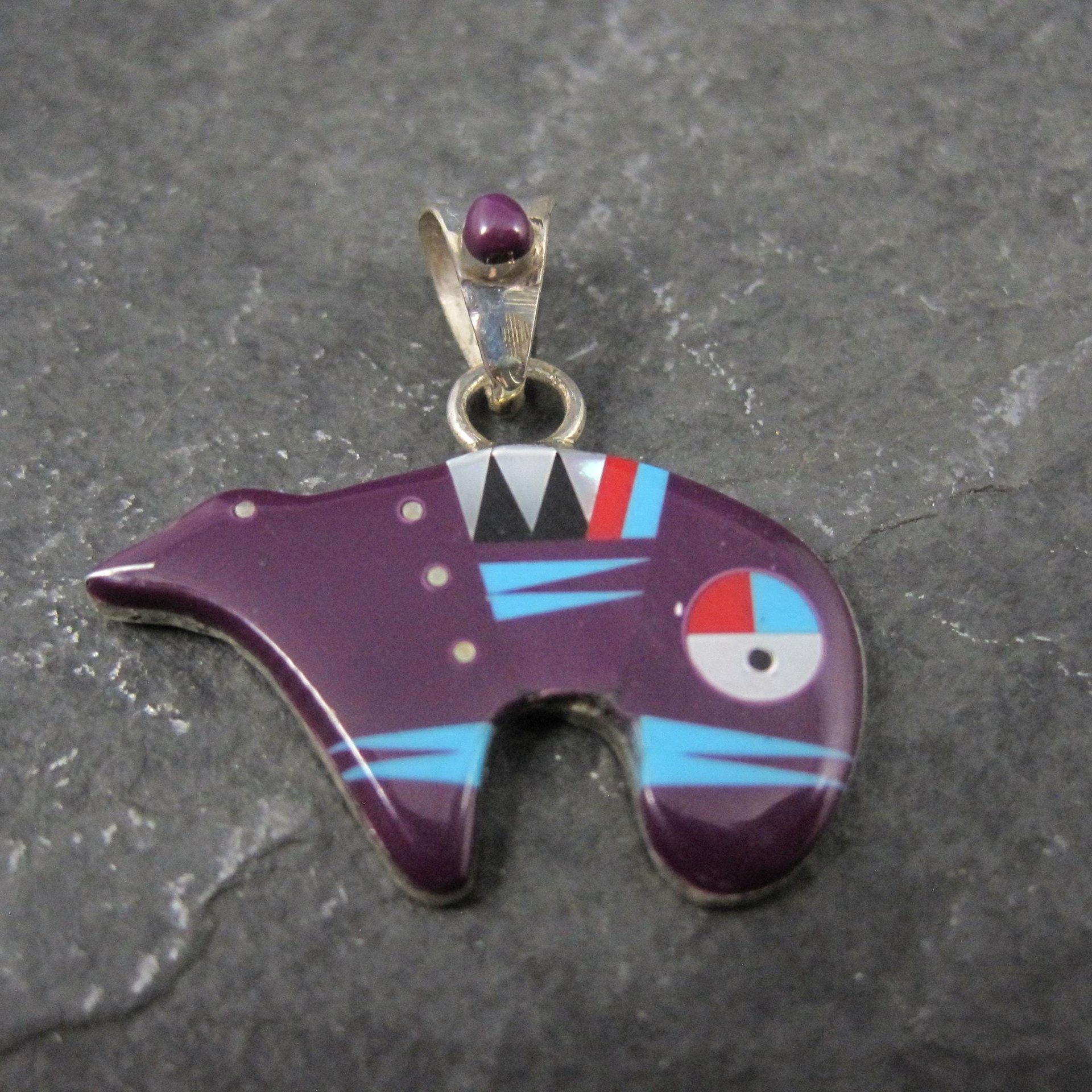 Southwestern Inlaid Bear Pendant