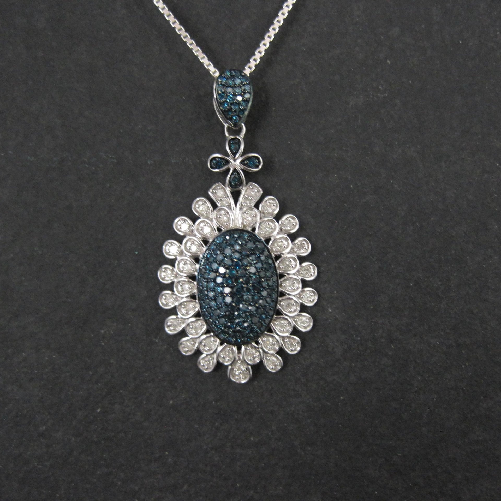 Estate Blue and White Diamond Pendant Necklace