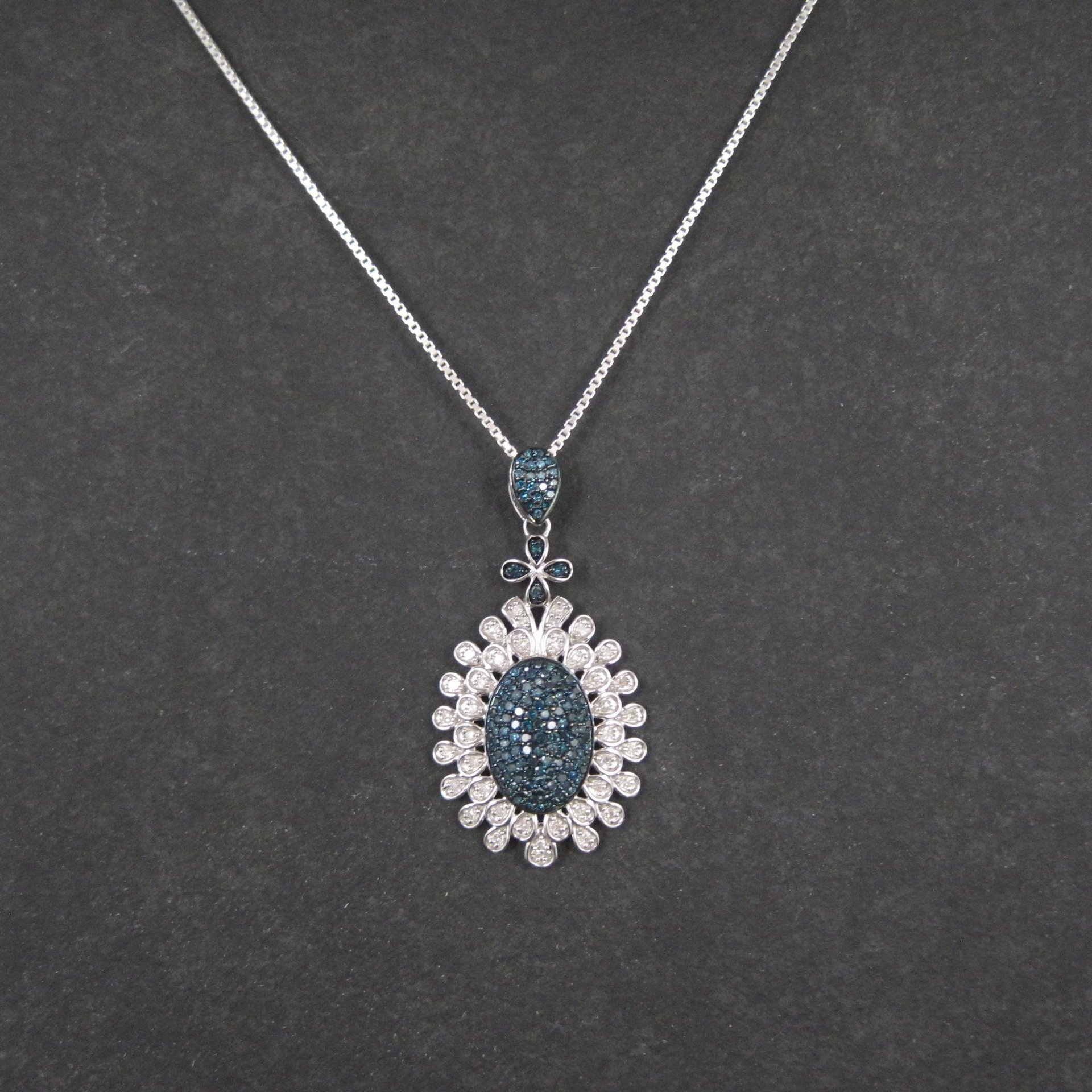Estate Blue and White Diamond Pendant Necklace