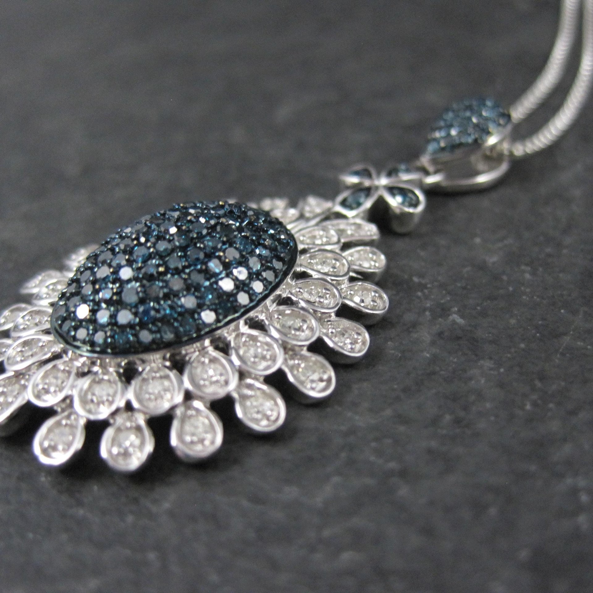 Estate Blue and White Diamond Pendant Necklace