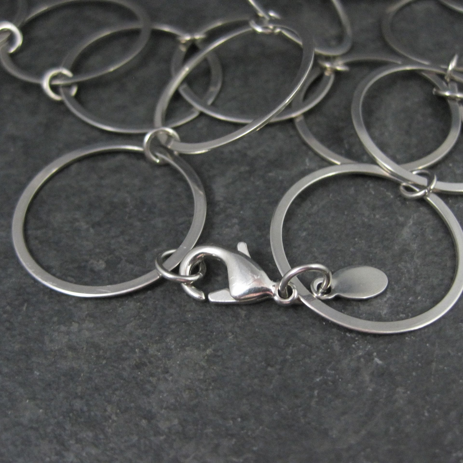 Opera Length Circle Chain Necklace Stainless Steel 50"