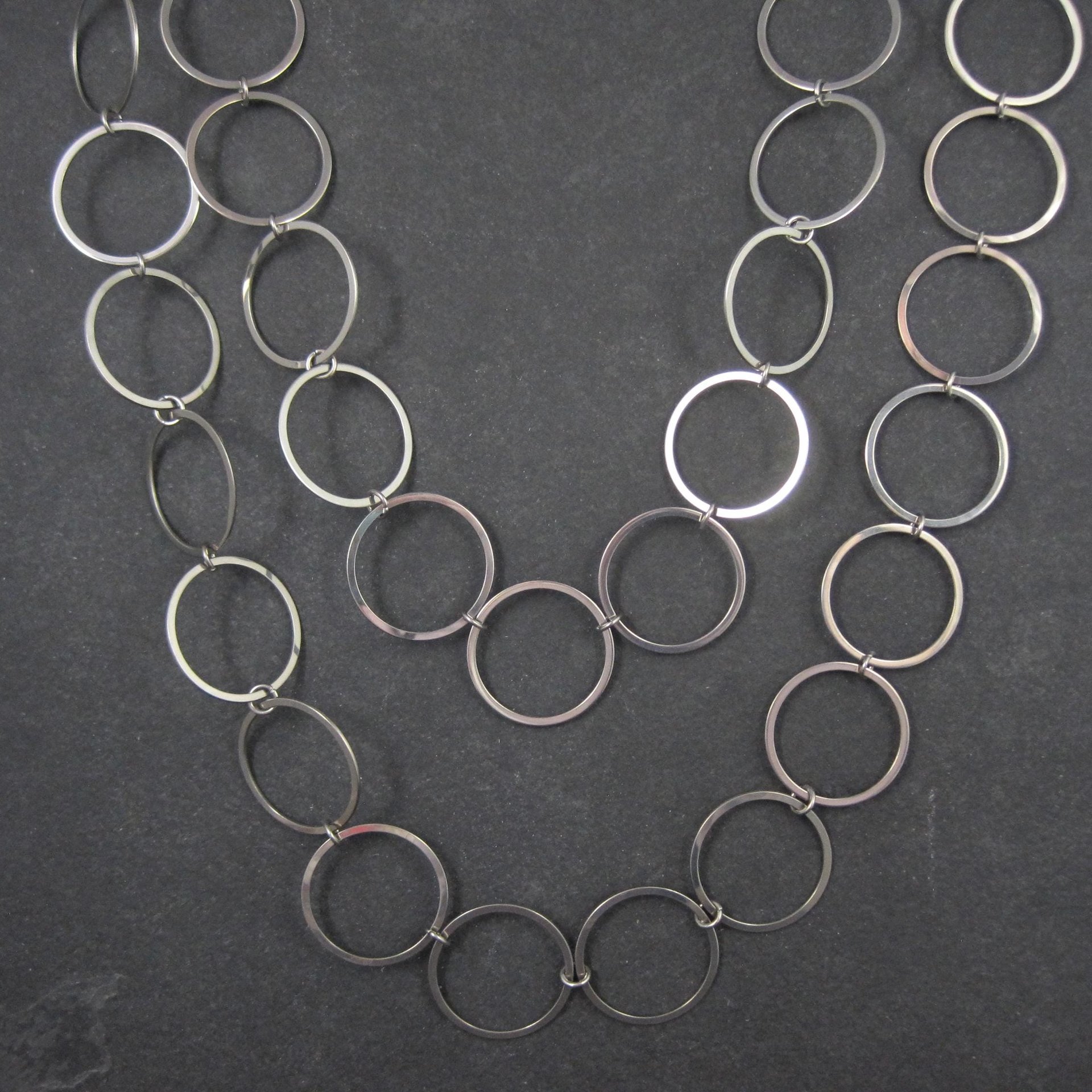 Opera Length Circle Chain Necklace Stainless Steel 50"