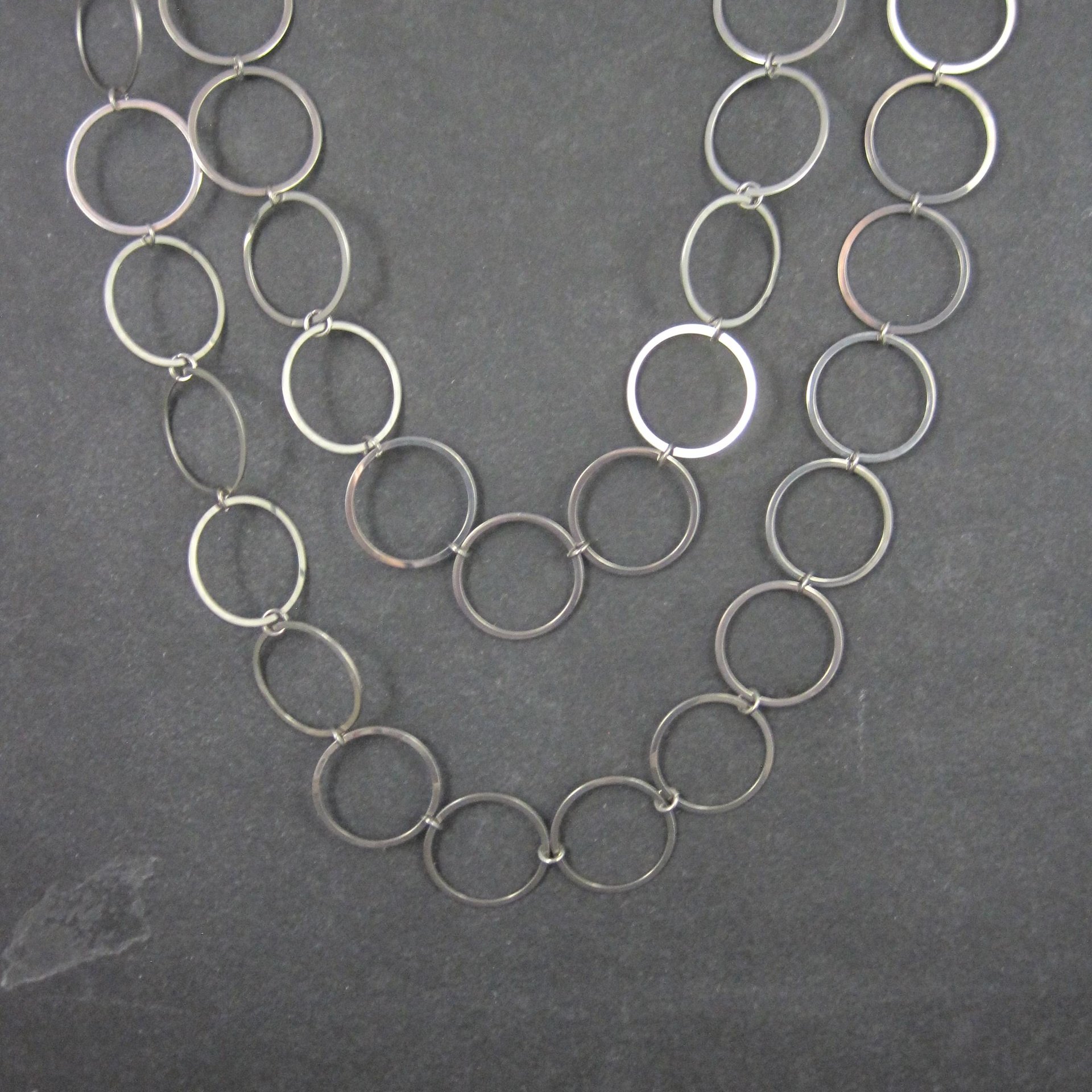 Opera Length Circle Chain Necklace Stainless Steel 50"